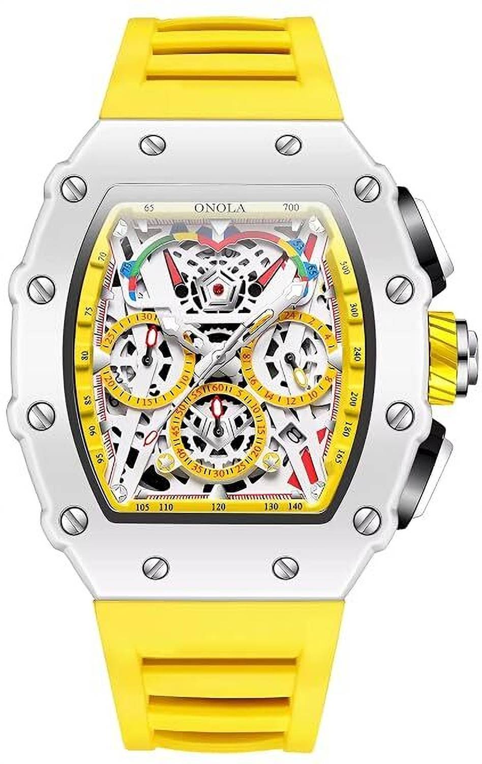 CAINVEL Chronograph Watches for Men Multifunctional Silicone Strap Waterproof Quartz Analog Watch - For Men