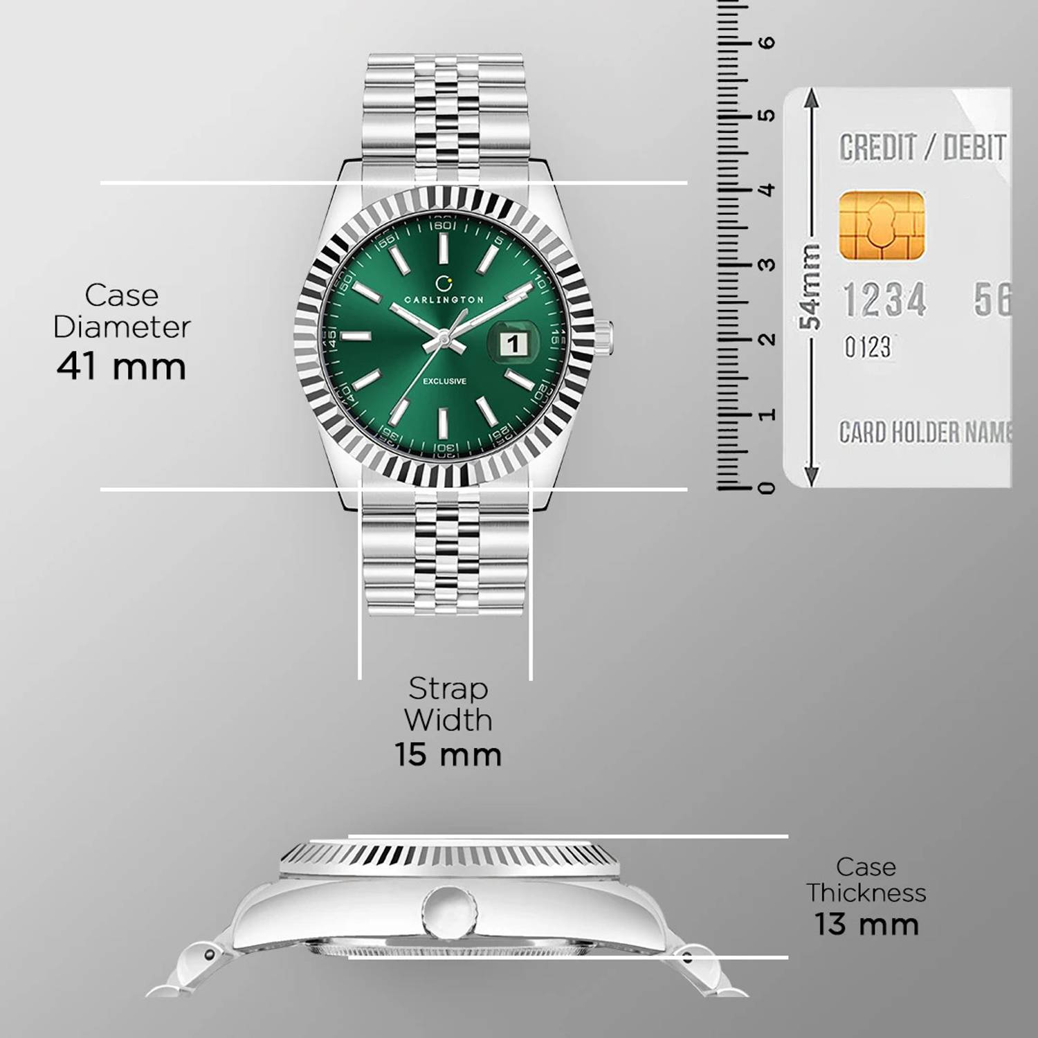 Carlington exclusive Series Premium Gents Wrist Analog Watch - For Men Exclusive 8811 Steel Green Gents - Image 3