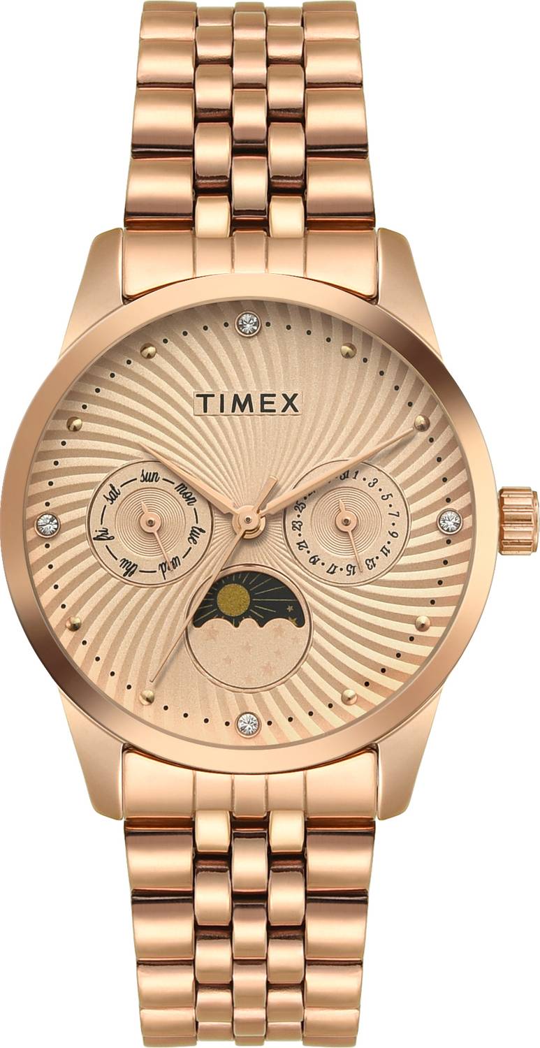 TIMEX Fashion Round 36mm Rose Gold Dial Analog Watch - For Women