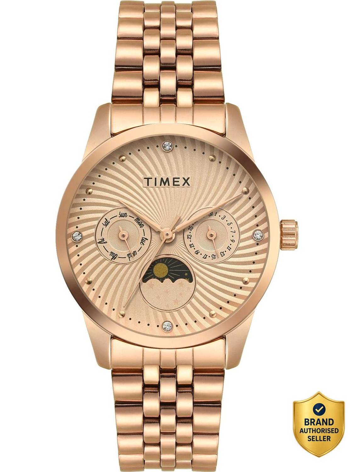 ♢timx♢ TIMEX Fashion Round 36mm Rose Gold Dial Analog Watch - For Women