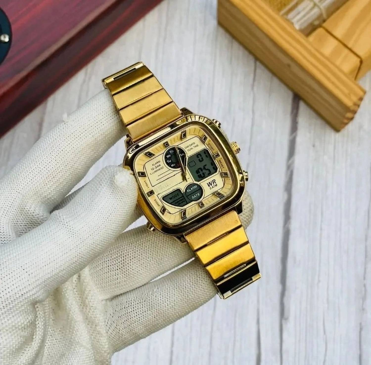 FOREST Gold Analog-Digital Stainless Steel Watch for Men - Image 3