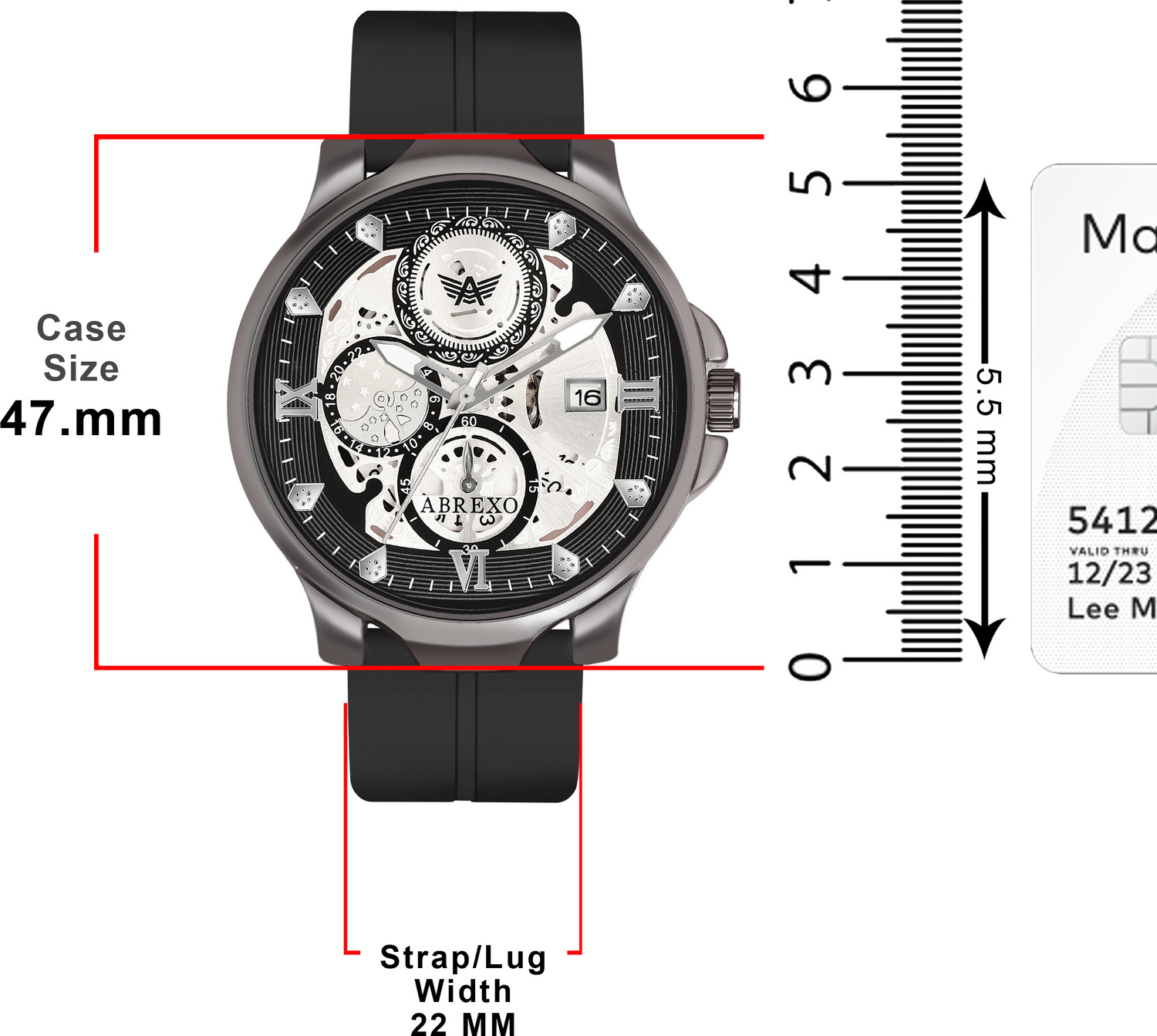 Image of ABREXO Ab8341-BK ARB MGT ST Chronograph Look Gun Metal Date Working Black Arabic Magnet Strap Watch For Boys Analog Watch - For Men