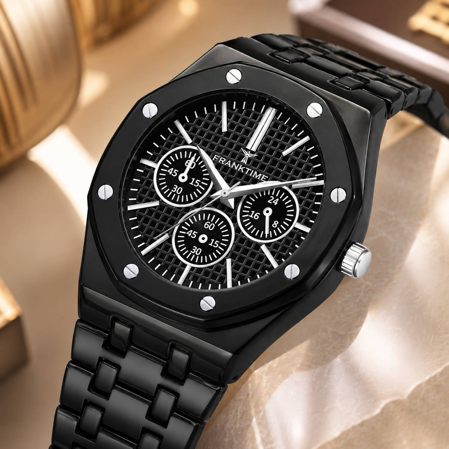 FRANKTIME TITANITE Franktime Round Case Black Dial With Metal