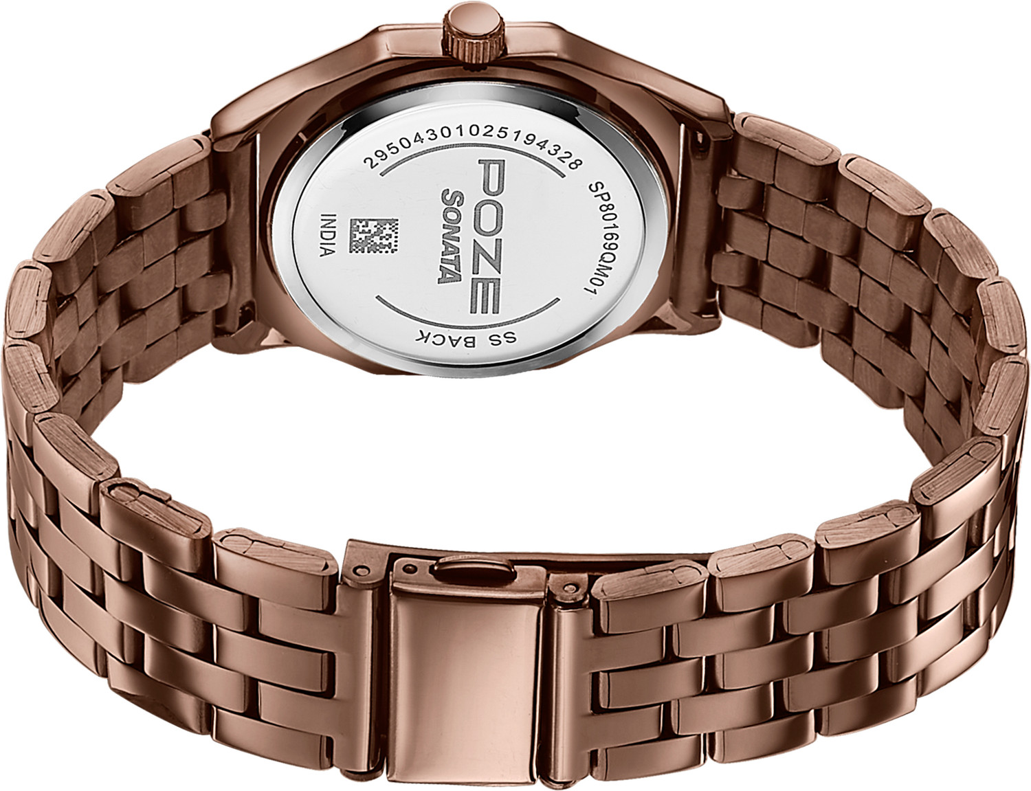 Image of SONATA Poze 8 Sonata Poze 8 Quartz Brown Dial IP Brown 304SS Sheet Metal Strap Analog Watch - For Women