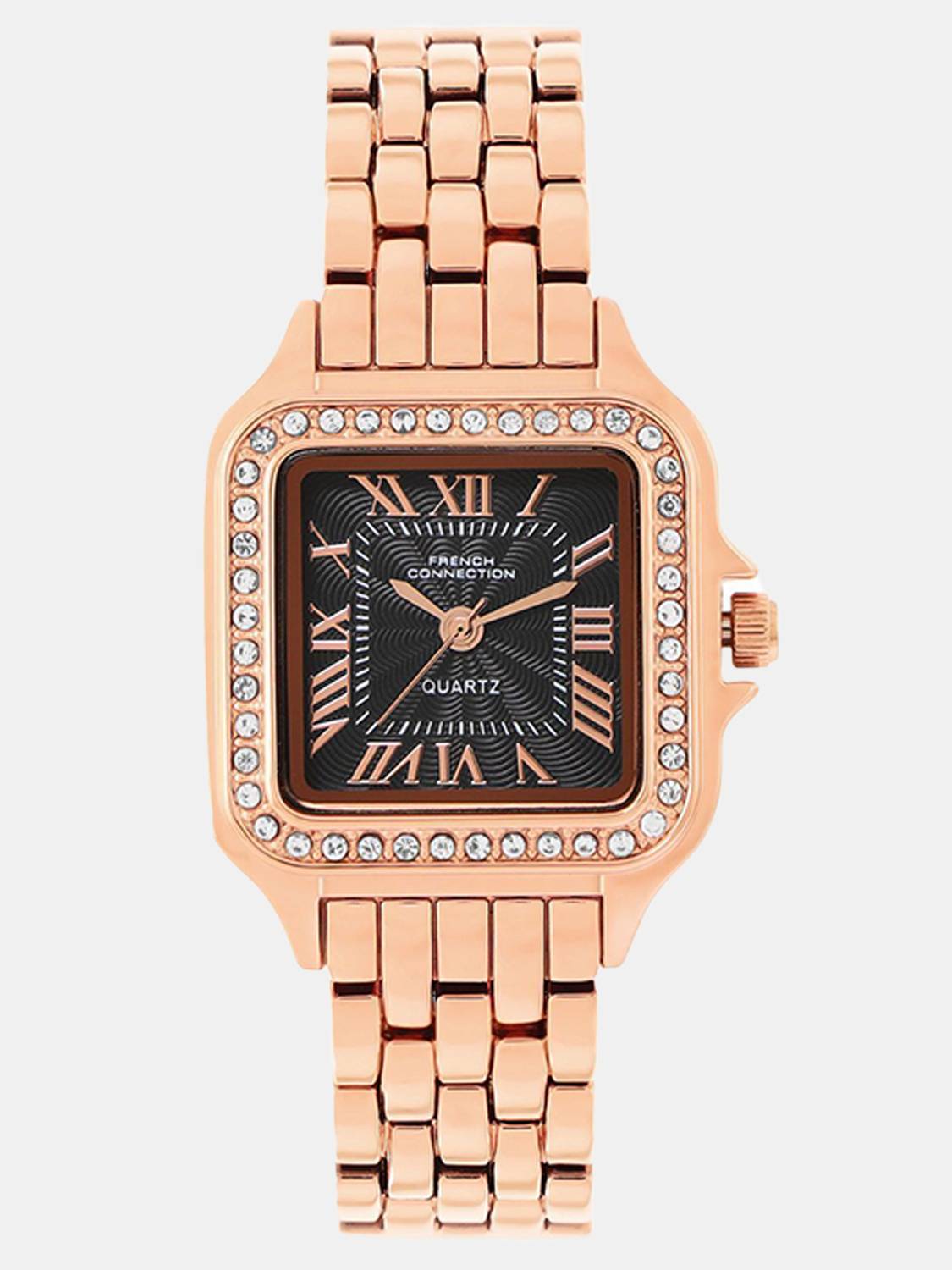 French Connection Vintage Collection Rhinestone Black Sunray Dial