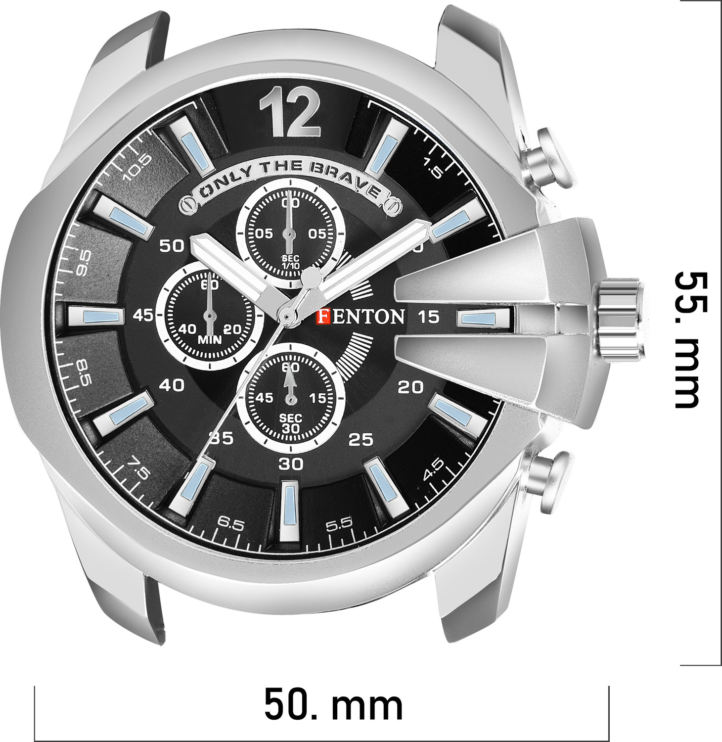 Image of FENTON WATCHES Fbn-90151 Trendy Chronograph Watch with Stainless Steel Case, Black Dial Analog Watch - For Men