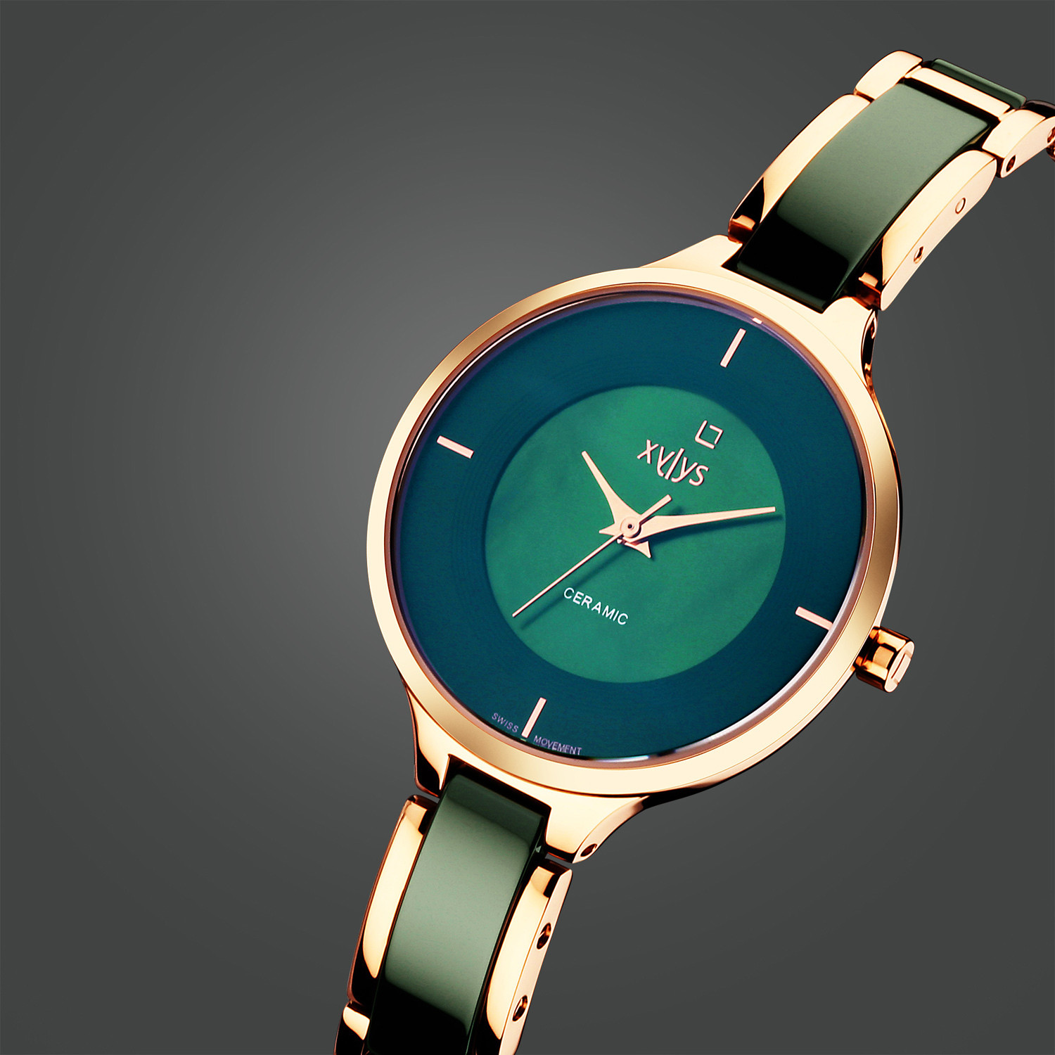 Image of XYLYS Xylys Seraphina Quartz Blue Round Dial Rose Gold Steel&Ceramic Strap Analog Watch - For Women