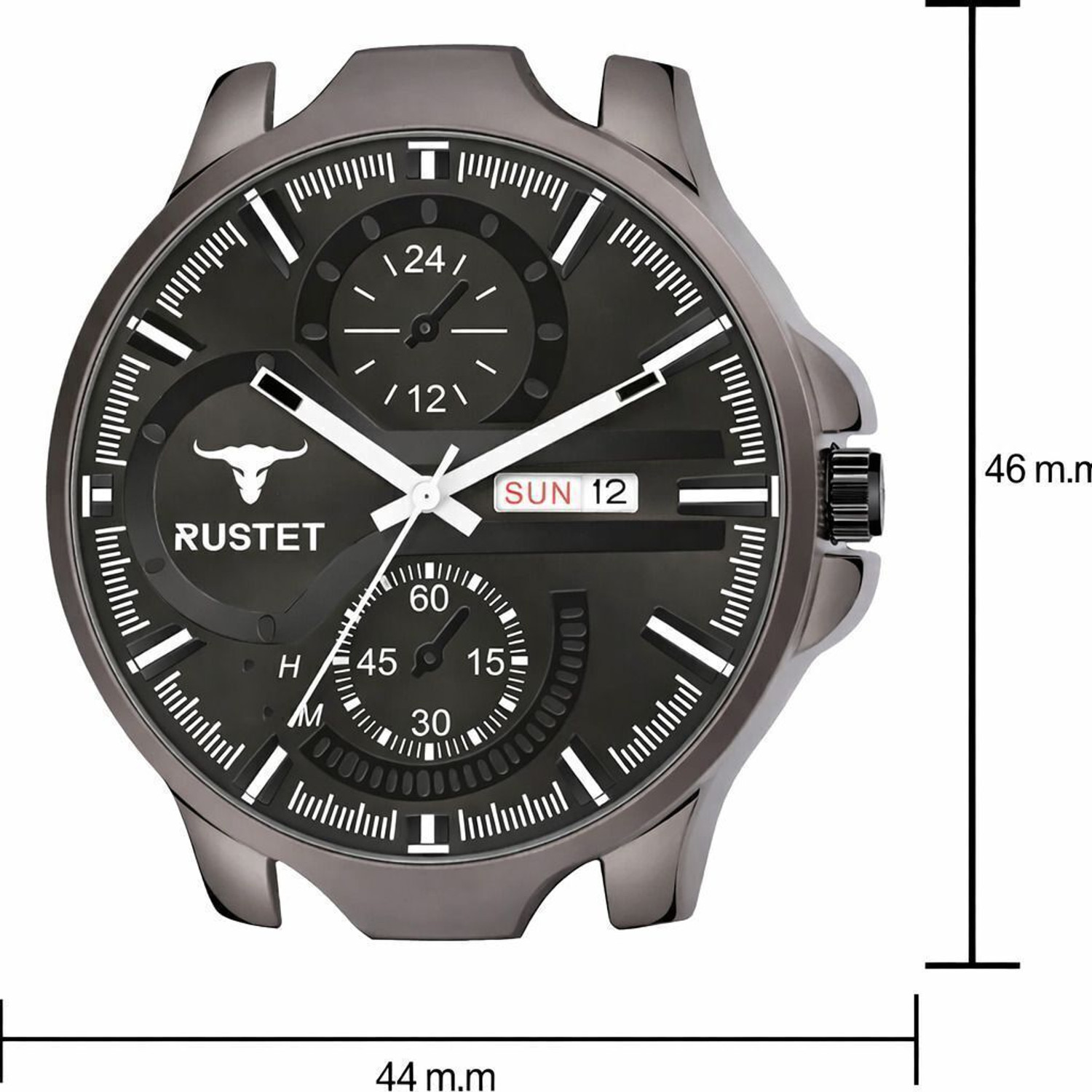 Image of RUSTET 1217-Black Day & Date Analog Watch - For Boys