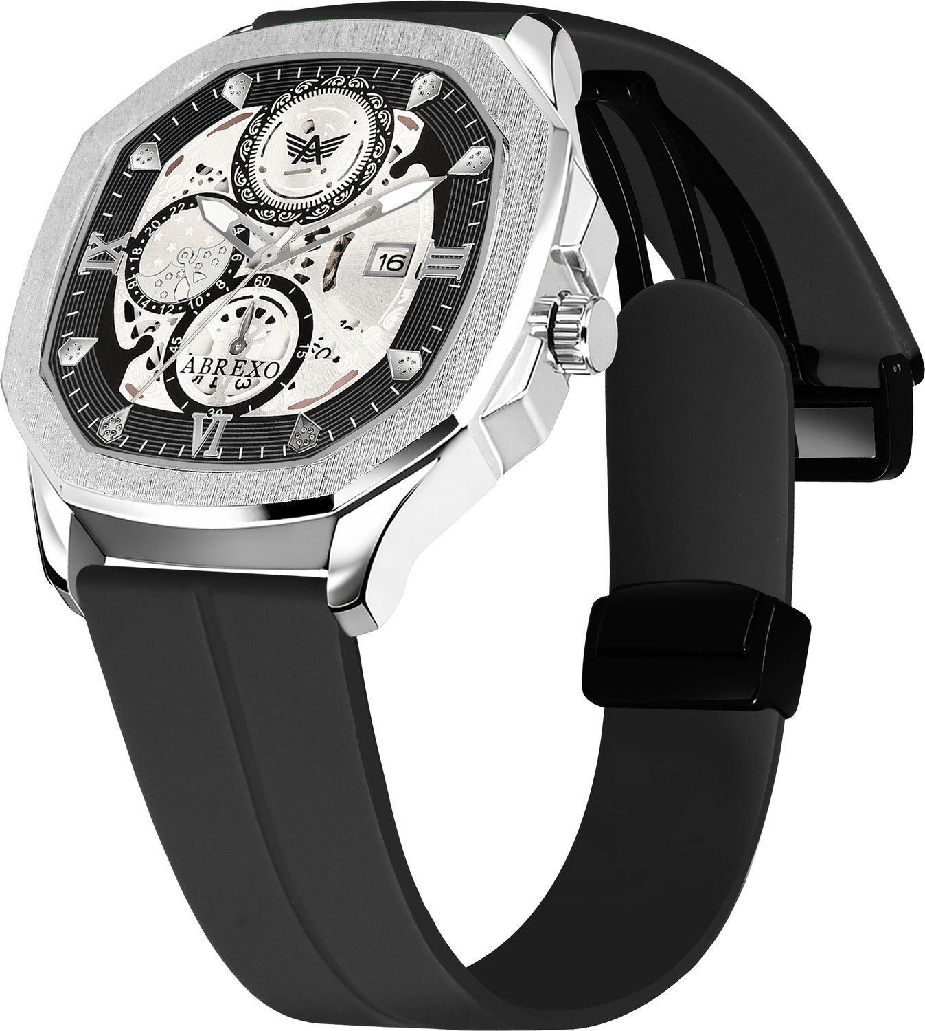 Image of ABREXO Chronograph Look Date Working Black Magnet Silicon Strap Quartz Watch For Boys Analog Watch - For Men Abx8332-SL BK MGT ST
