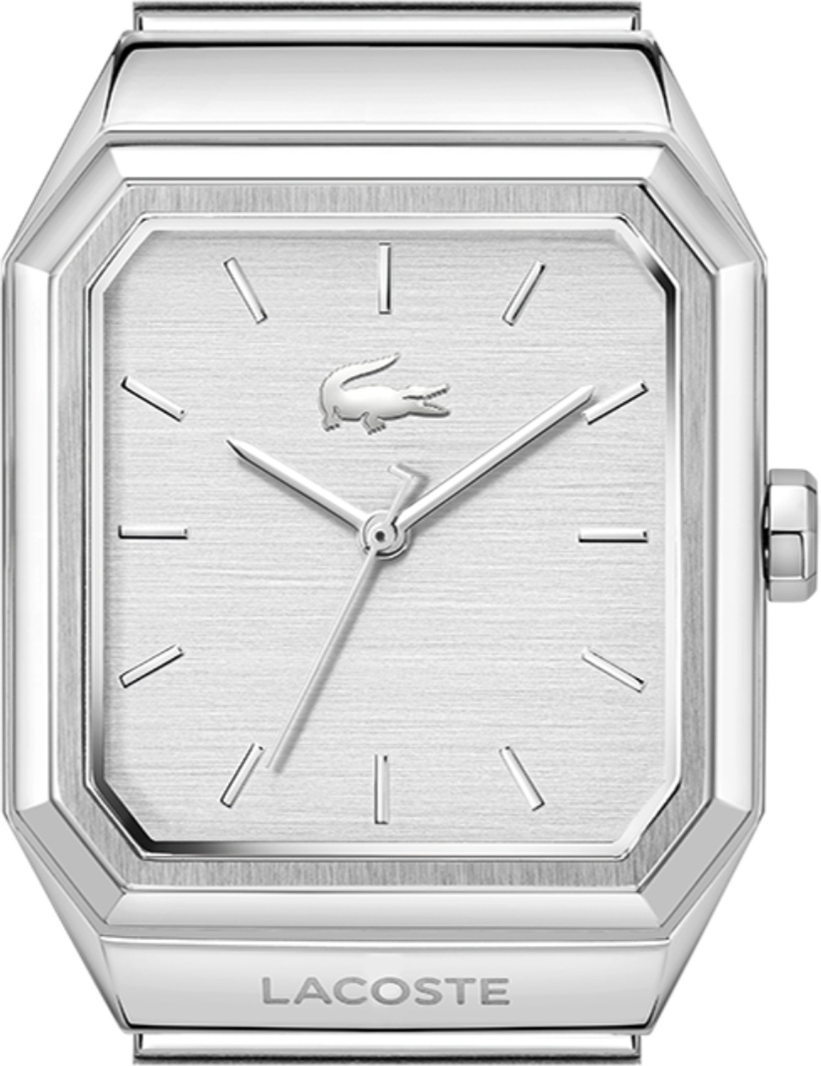 Image of Lacoste Rene Qtz Basic Silver White Rectangular Dial Men's Watch-2011500 Analog Watch - For Men 2011500