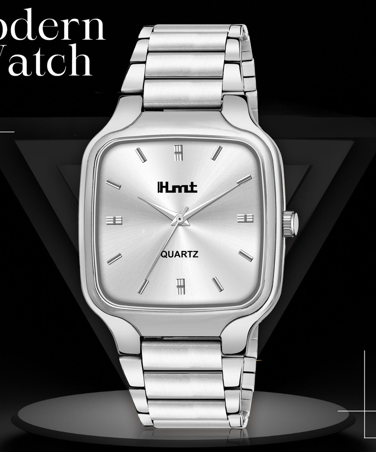 Image of hmt QUARTZ Plain Square Original Silver Plated For Boys Analog Watch - For Men