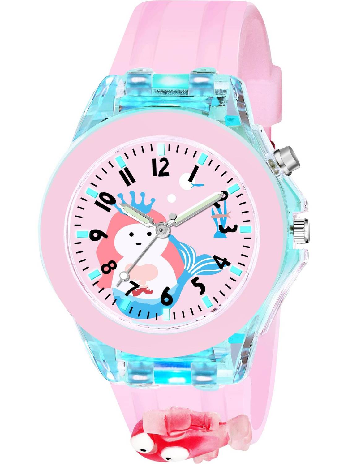 CERO Kids Fish Chiid Multicolor Lights 3D Cute Cartoon Multi Function Rubber Strap Kidd's Boys Analog Watch  - For Girls