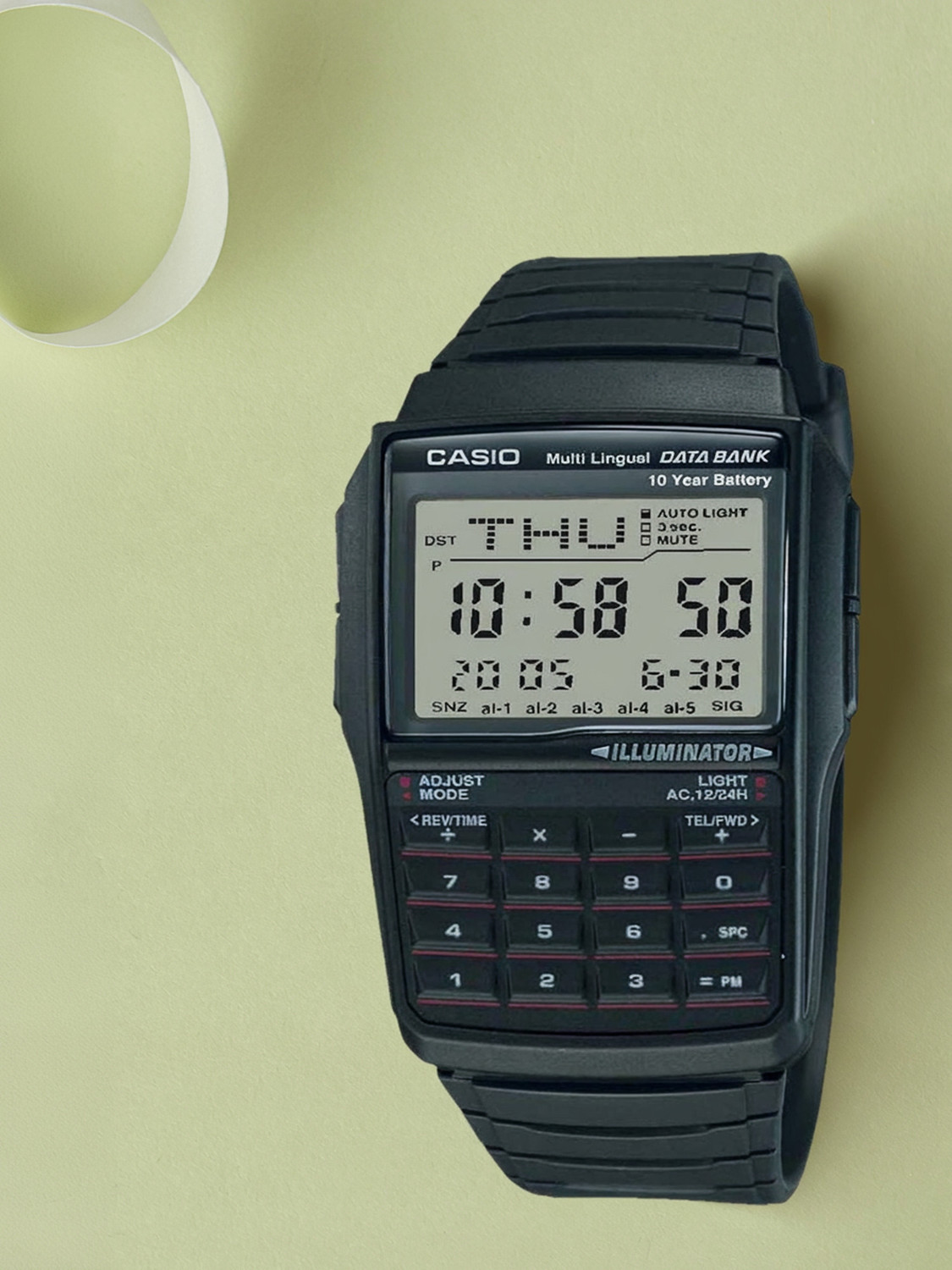 Image of CASIO DBC-32-1ADF Vintage Black Dial Black Resin Strap Digital Watch - For Men & Women