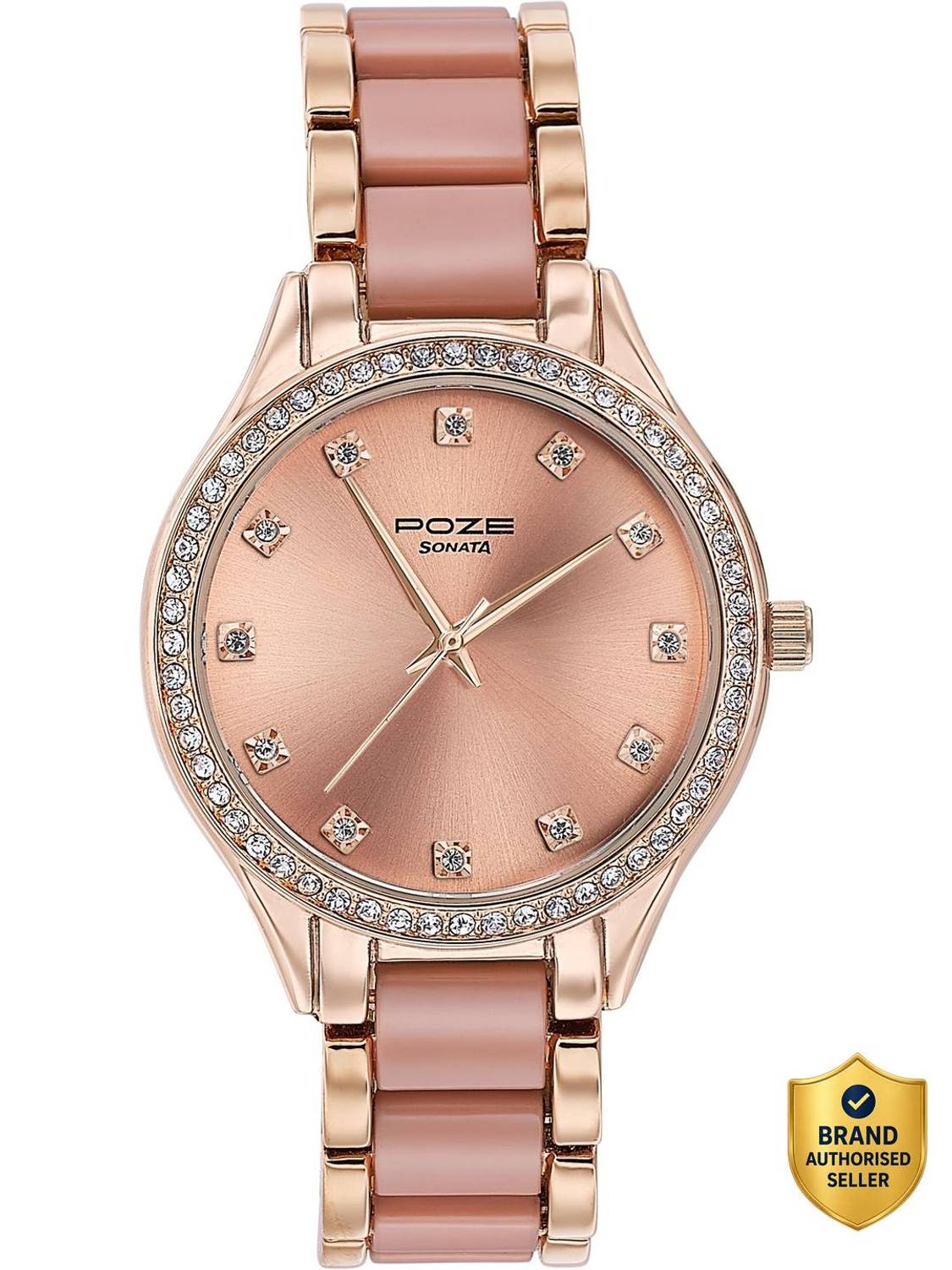 Sonata Poze Color Sway Quartz Rose Round Dial Women's Watch - Image 1