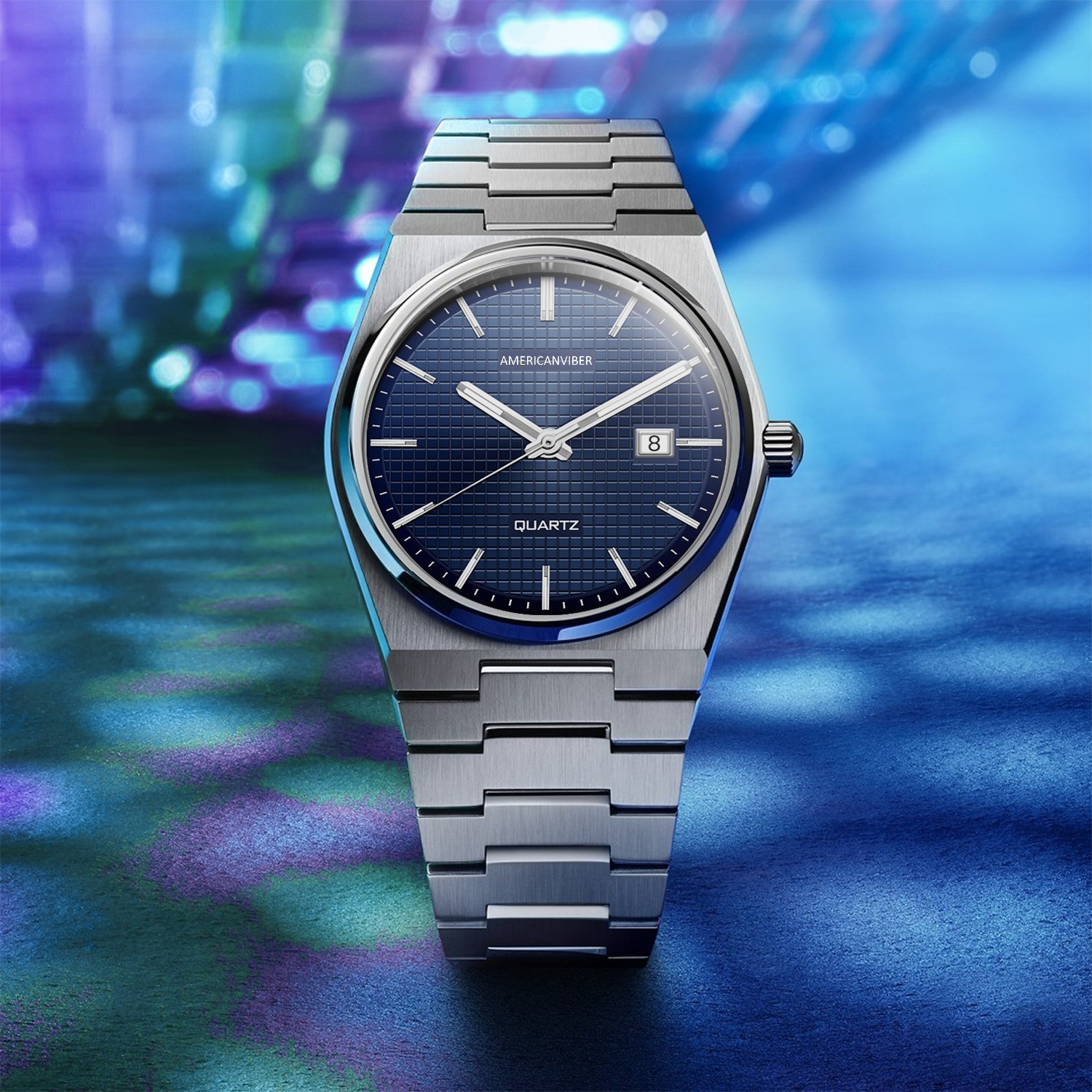 Image of Americanviber Premium Stainless Steel Men's Watch | Adjustable Lock | Date Display Analog Watch - For Men