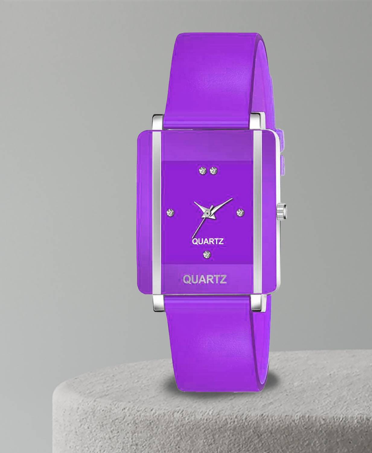Simple square Gold and Purple Women\'s  Watch Men Square Watch Purple Dial Luxury Silver Finish Nugget  main image 2