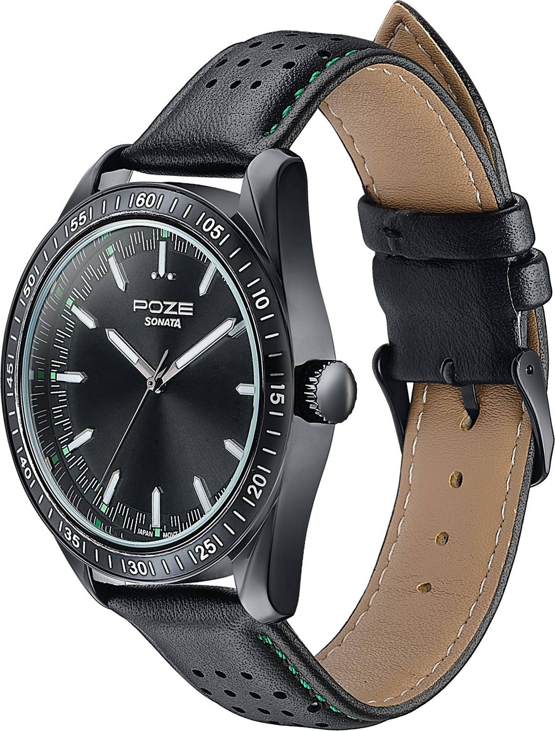 Sonata Drop 5 Quartz Black Men's Watch - Image 4