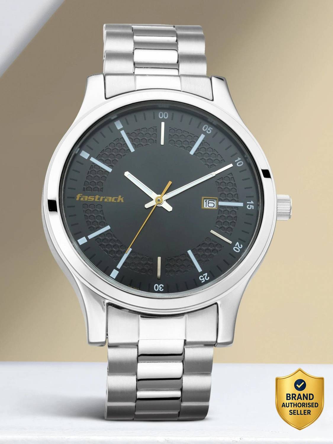 Fastrack 3240SM03 Black Dial Silver Stainless Steel Men's Watch - Image 1