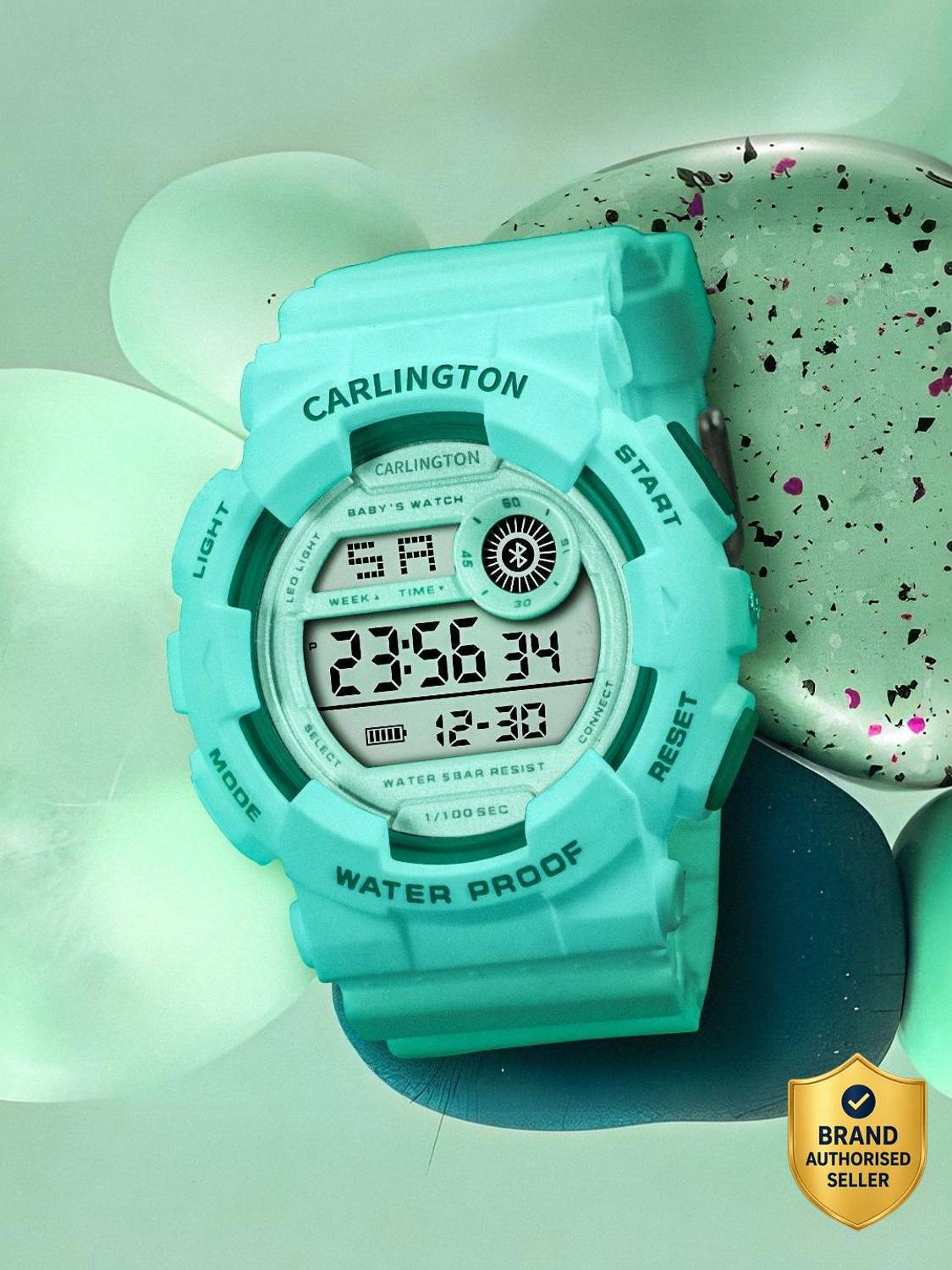 Carlington Junior 9121 Green Carlington Resistant Digital Dial MultiFunction Working Alarm,Silicone Strap Digital Watch  - For Boys & Girls