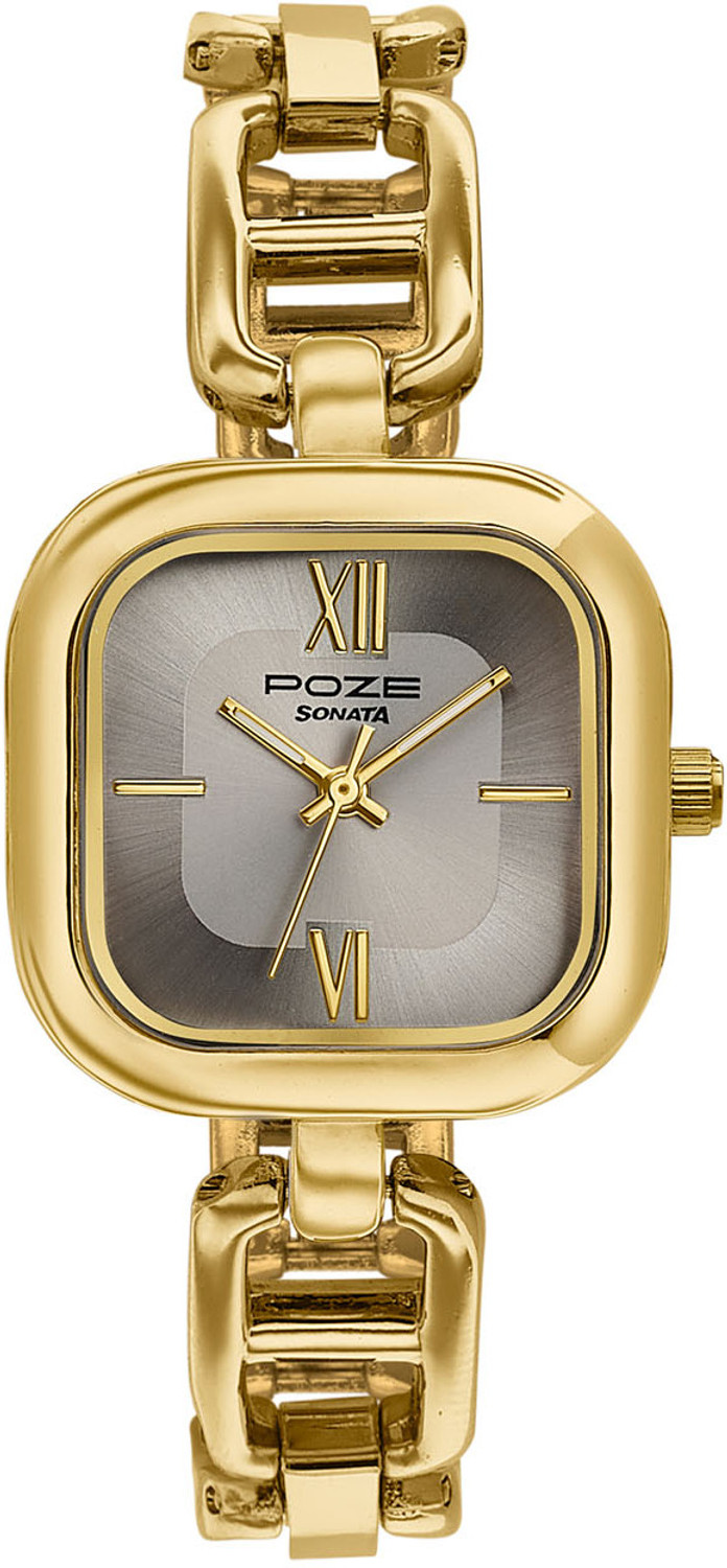 Image of SONATA Poze Drop 9.2 Poze 9 Quartz Beige Dial IPG & Taupe Alloy Strap Analog Watch - For Women
