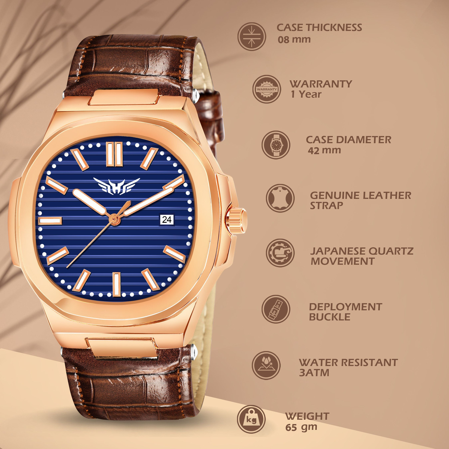 Image of HALA Hala Blue Dial Analog Genuine Leather Strap watch Analog Watch - For Men