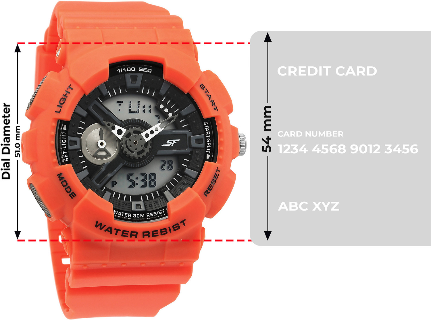 Image of SONATA SF Dreamer Series SF Dreamer Series Digital Black Dial Orange PlasticStrap Analog Watch - For Men