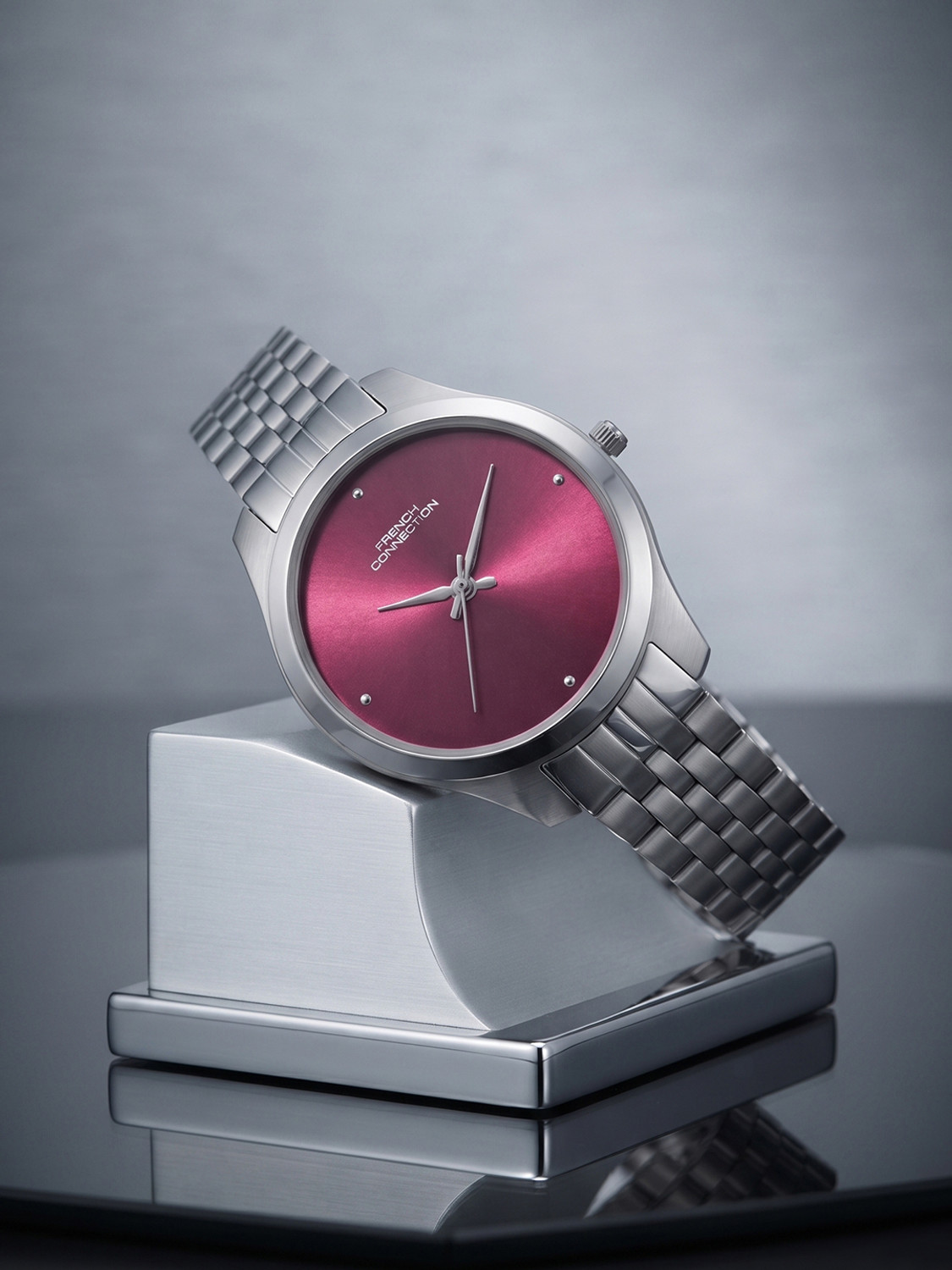 Image of French Connection FCND40PRSM Purple Sunray Round Dial Quartz Analog Watch - For Women