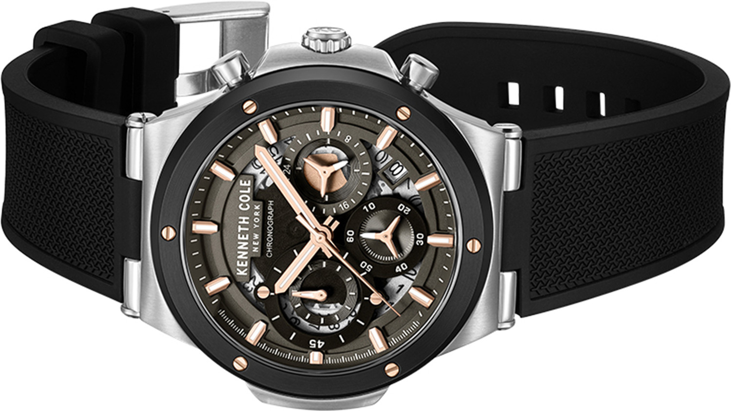 Image of Kenneth Cole Kenneth Cole Black Round Dial Silicone Watch For Men Analog Watch - For Men