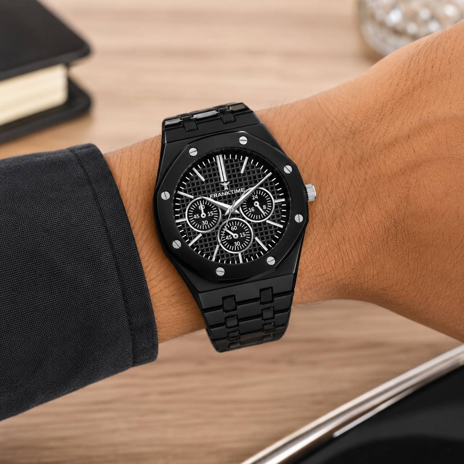 Vintersemestre ブラックメタル black l FRANKTIME TITANITE Franktime Round Case Black Dial With Metal