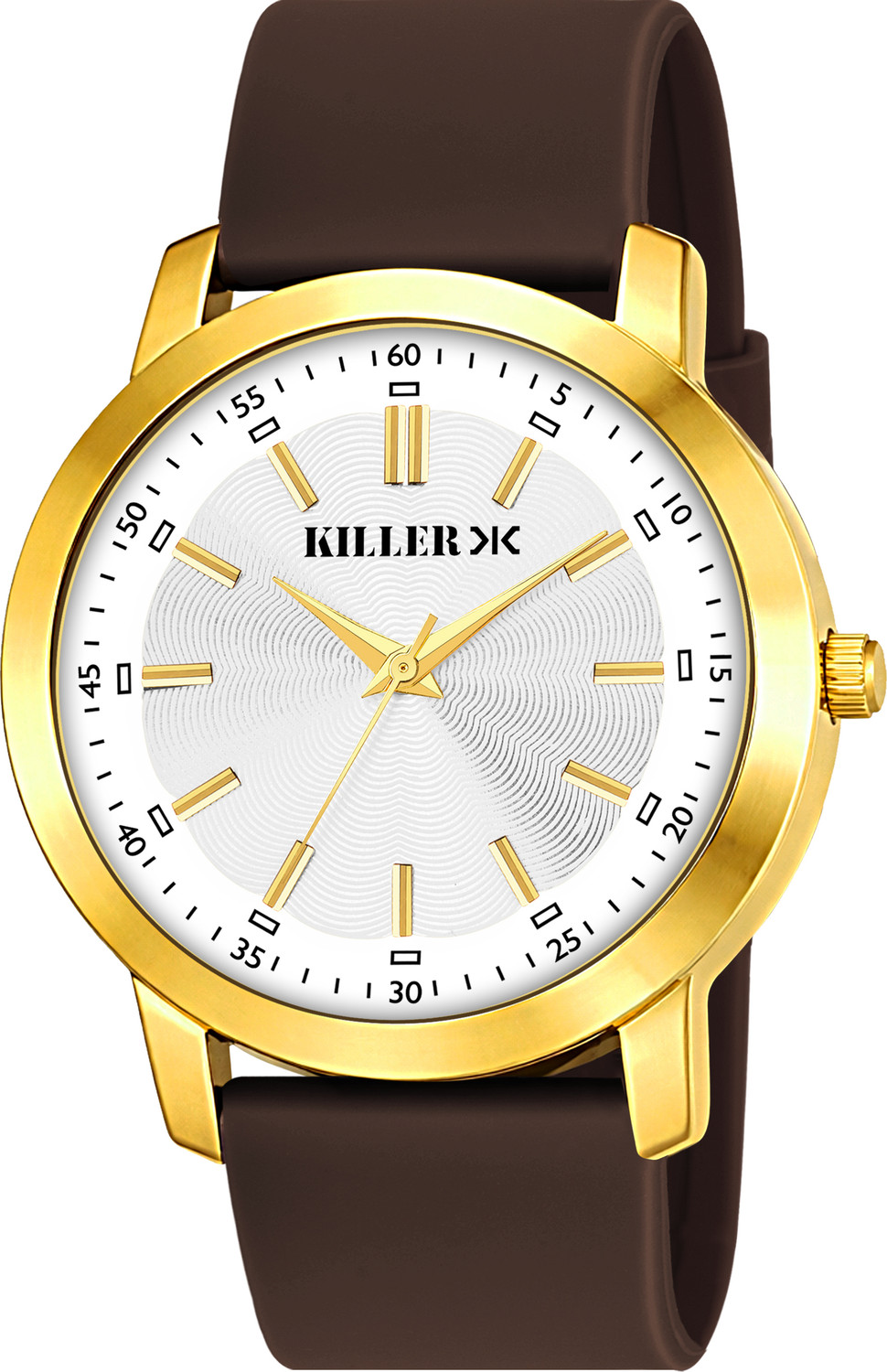 Image of KILLER Timeless Gold Elegance with White Dial & Premium Silicone Strap Analog Watch - For Men