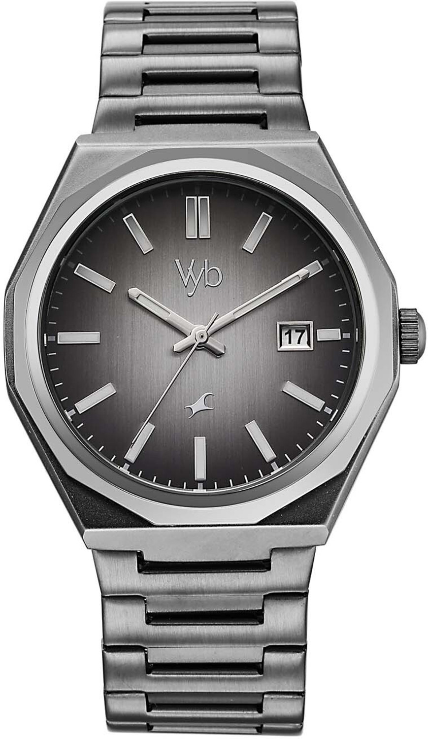Image of Fastrack Vyb Orion Vyb Orion Date Display Quartz Grey Dial Gun Stainless Steel Strap Analog Watch - For Men