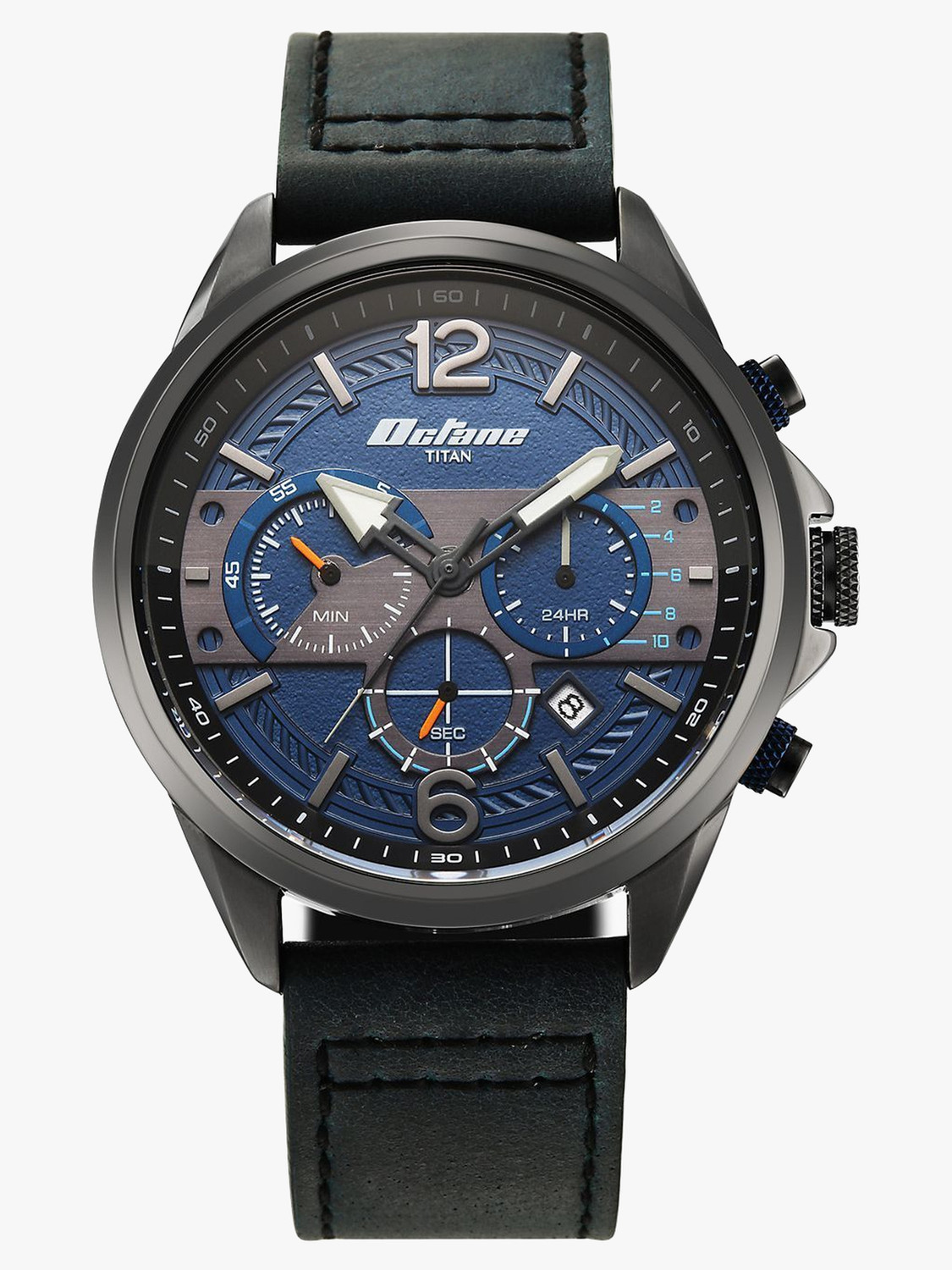 Image of Titan Titan Octane Cred Titan Octane Cred Quartz with Blue Dial Blue Leather Strap Analog Watch - For Men