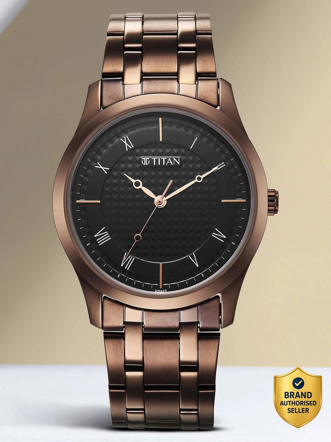 Titan Karishma Black Dial Brown Steel Strap Analog Watch