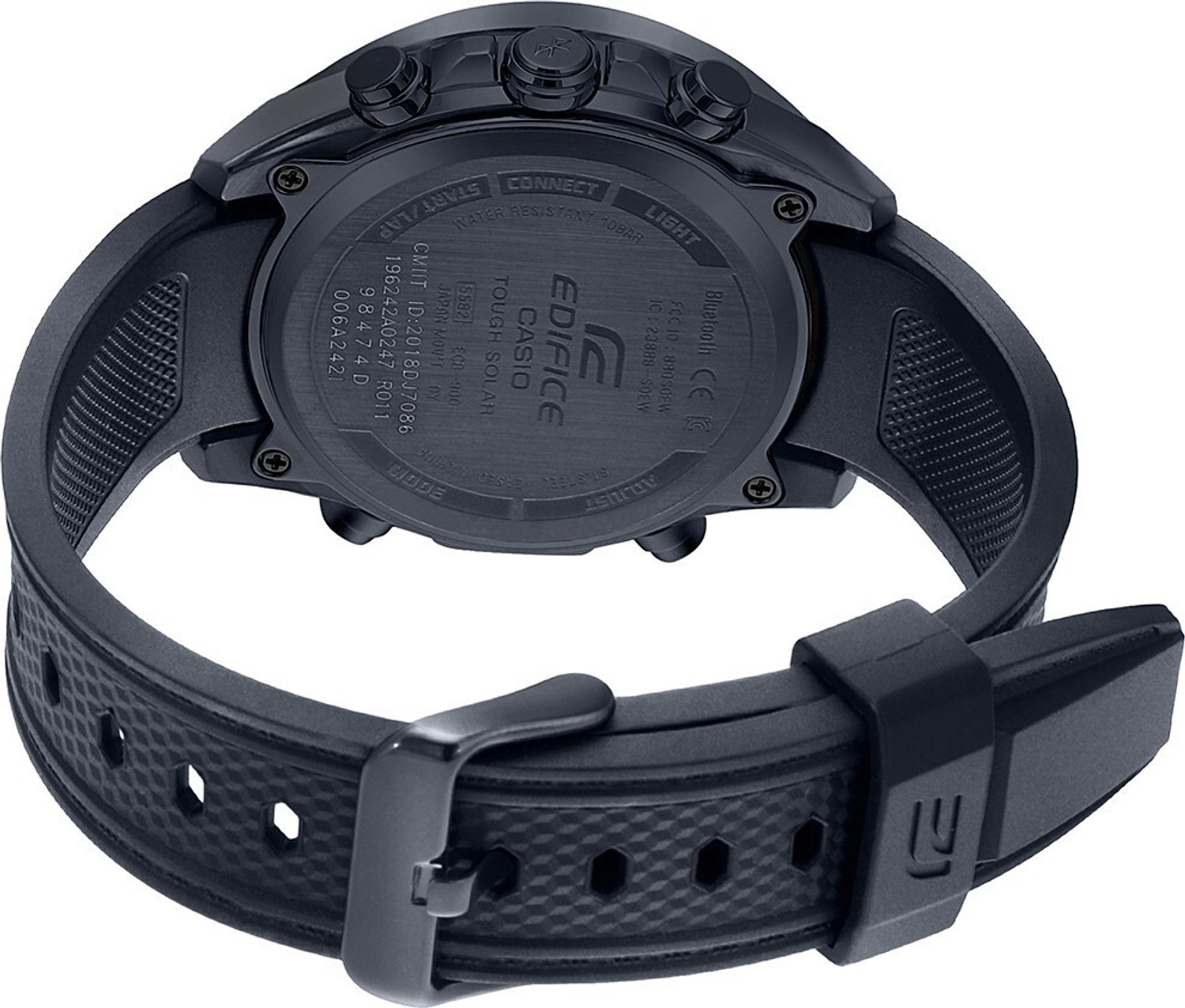 Image of CASIO Edifice Black Dial Black Resin Strap Analog-Digital Watch - For Men