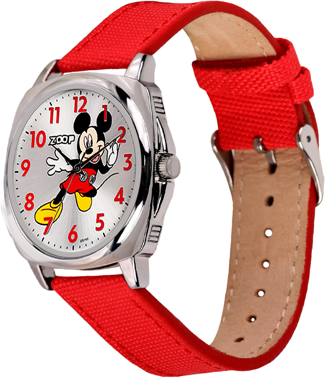 Image of Zoop From Titan Mickey & Donald Zoop Disney Mickey Mouse Quartz Silver Dial & Red Strap Watch for Boys Kids / Analog Watch - For Boys