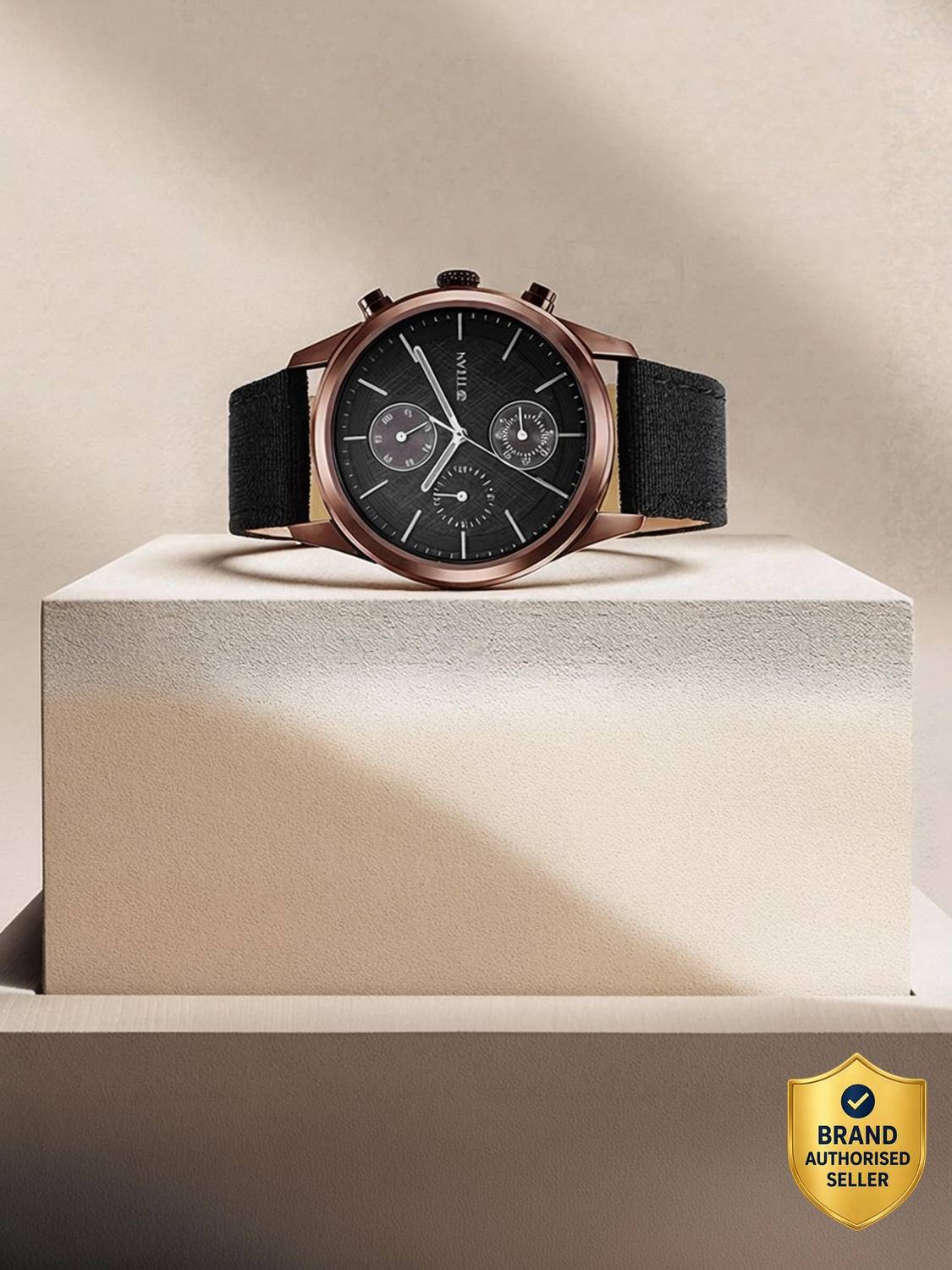 Titan Neo Splash Black Dial Black Leather Watch