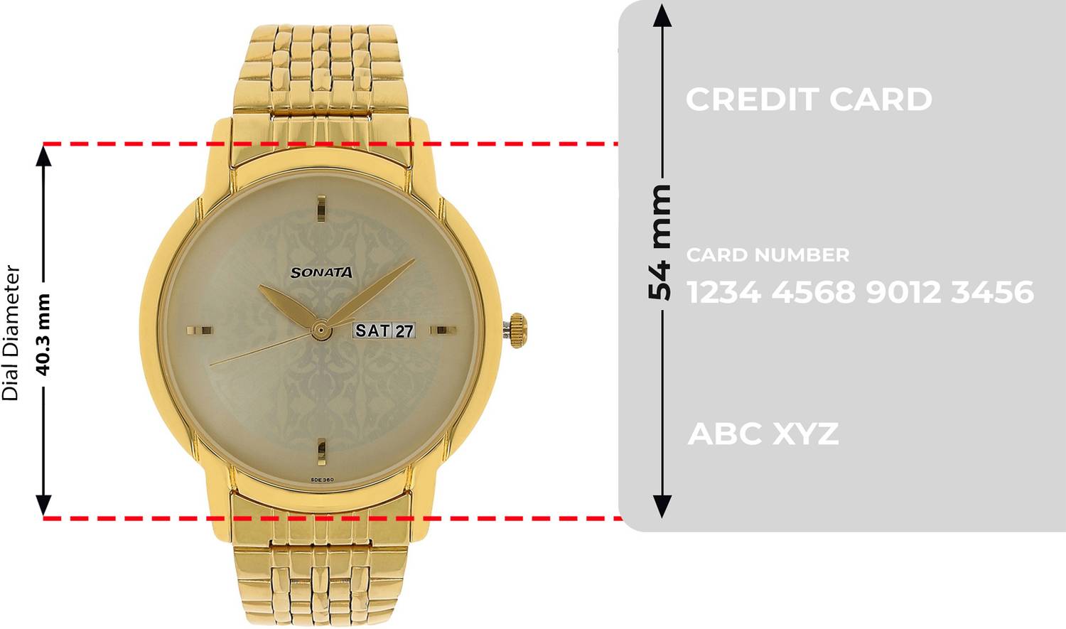 SONATA NP77031YM04 Sonata with Day & Date Champagne Dial Gold
