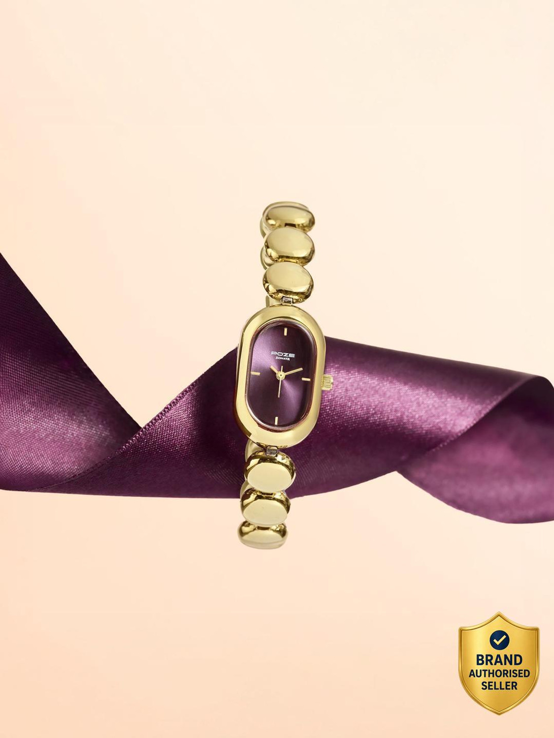 Image of SONATA Poze 8 Sonata Poze 8 Quartz Plum Dial IPG Alloy Strap Analog Watch - For Women
