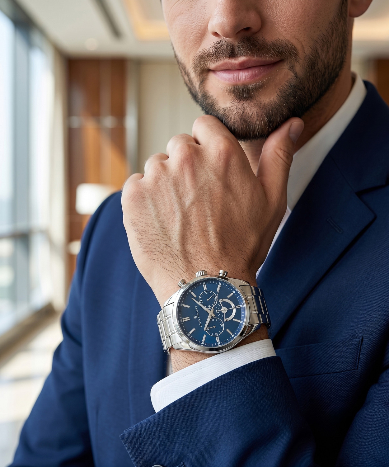 Image of Louis Philippe Chronograph Blue Dial Analog Watch Analog Watch - For Men