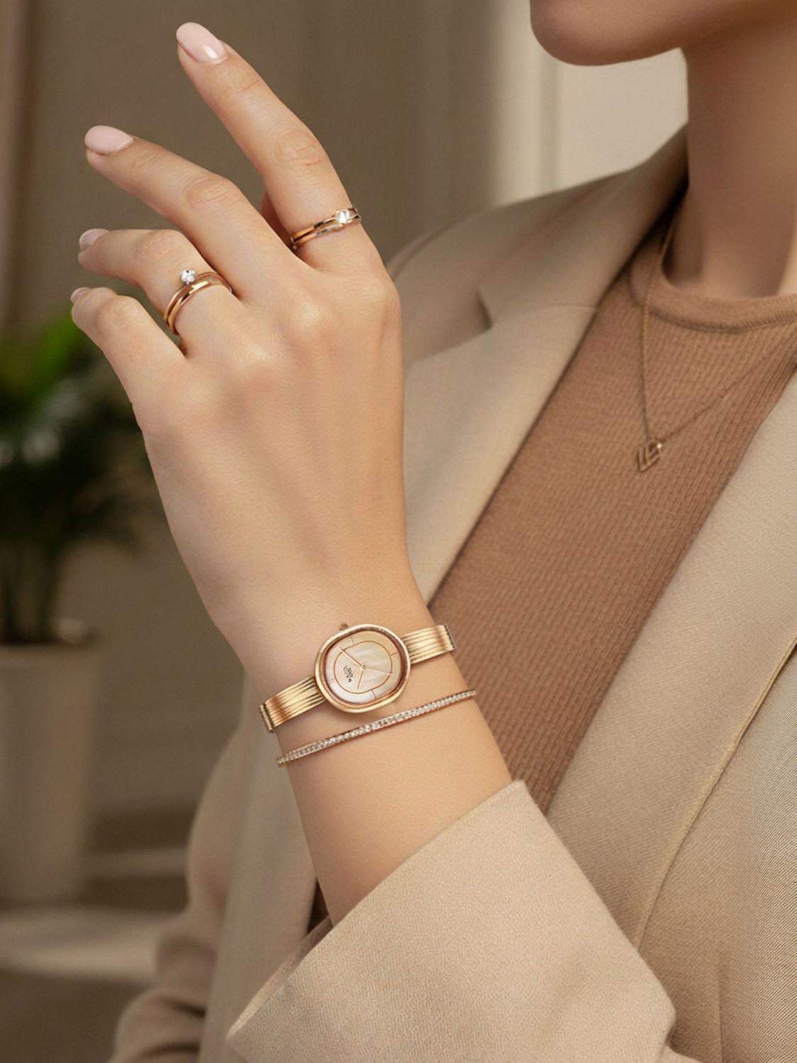Image of Titan Raga Contempore Titan Raga Contempore Quartz Rose Gold Mop Round Dial Women's Watch / Analog Watch - For Women