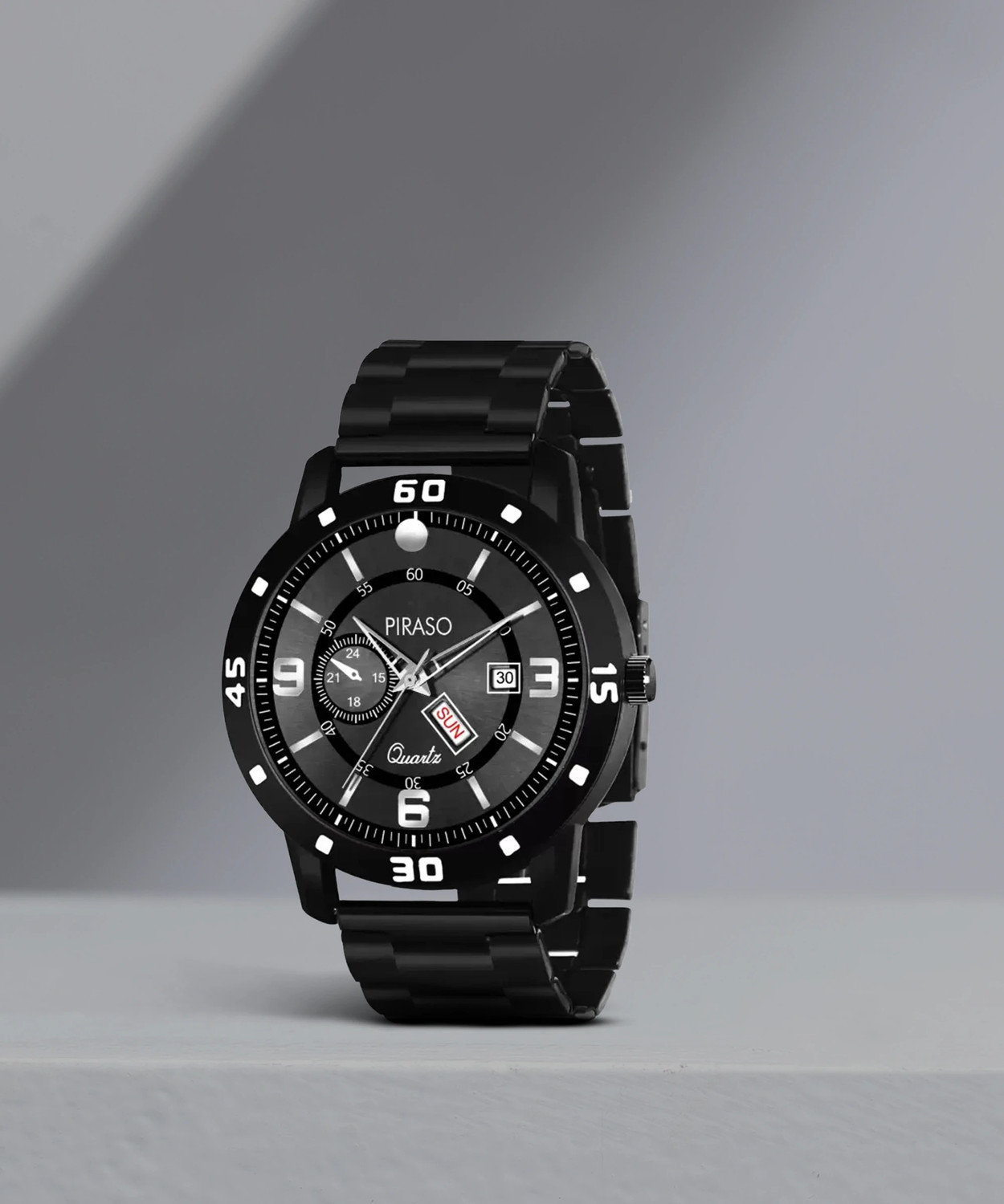 Image of PIRASO D&D F95 BLACK ANALOG DAY AND DATE WORKING BLACK DIAL BLACK CHAIN WATCH FOR MEN & BOYS Analog Watch - For Men