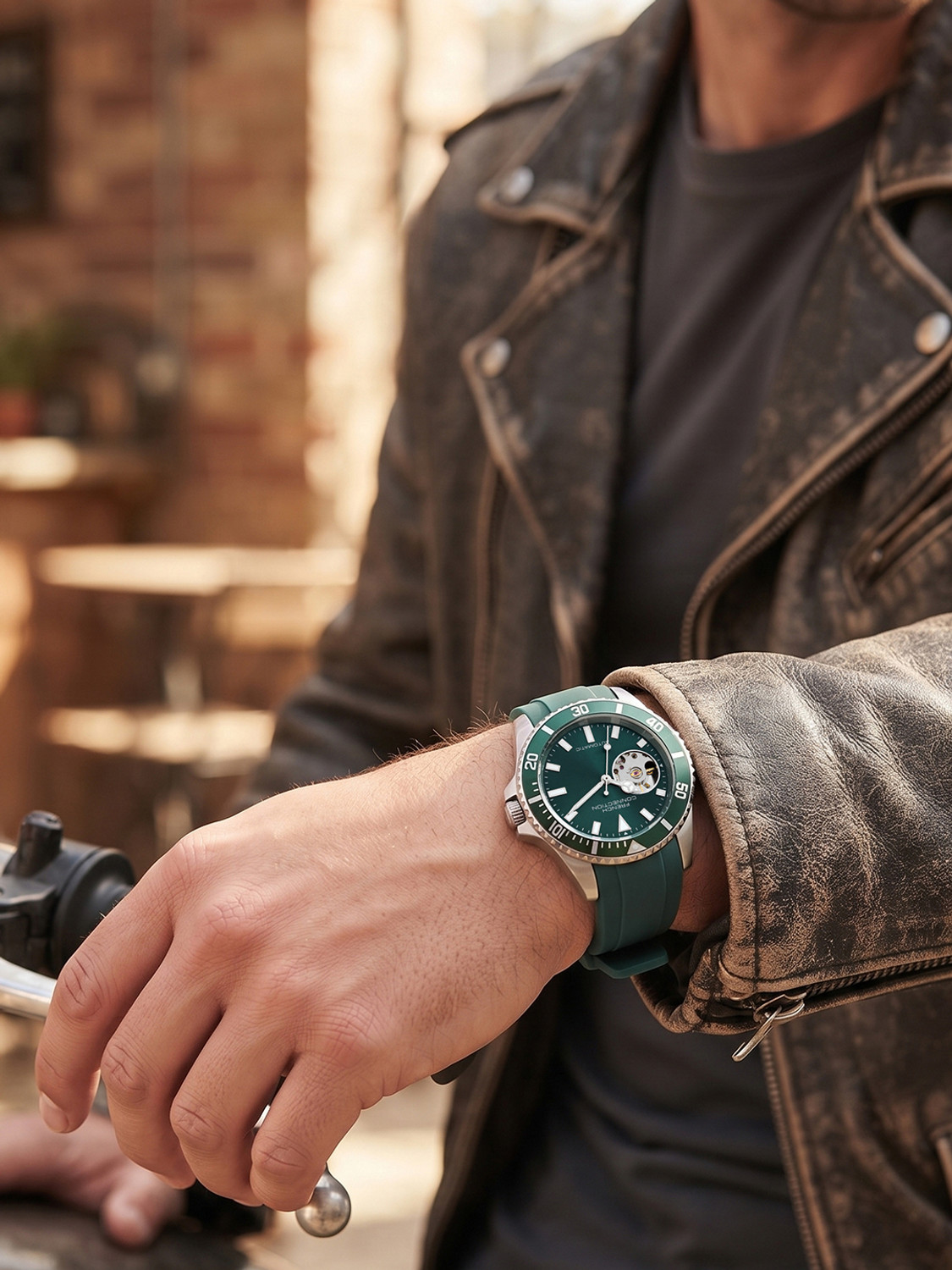 Image of French Connection Green Sunray Round Dial Automatic Analog Watch - For Men FCA55N