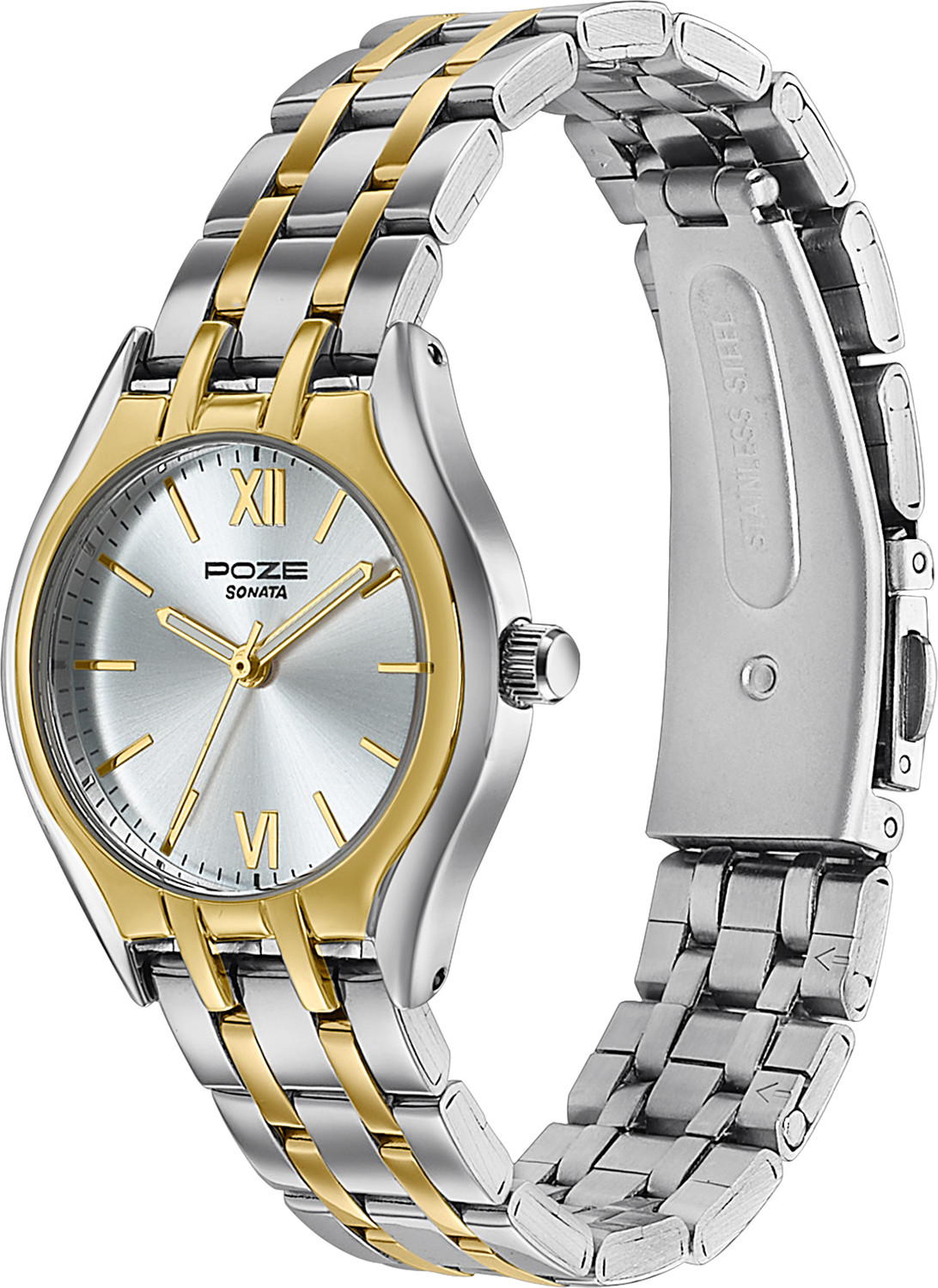 Image of SONATA Poze 8 Sonata Poze 8 Quartz Silver Dial IPS+IPG 304SS Sheet Metal Strap Analog Watch - For Women