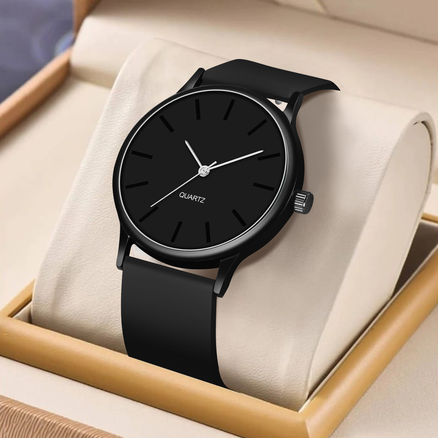 Image of Rixan All Black Classic Men Black Dial Analog Watch | Silicone Strap | Quartz Movement | Casual & Formal Analog Watch - For Men