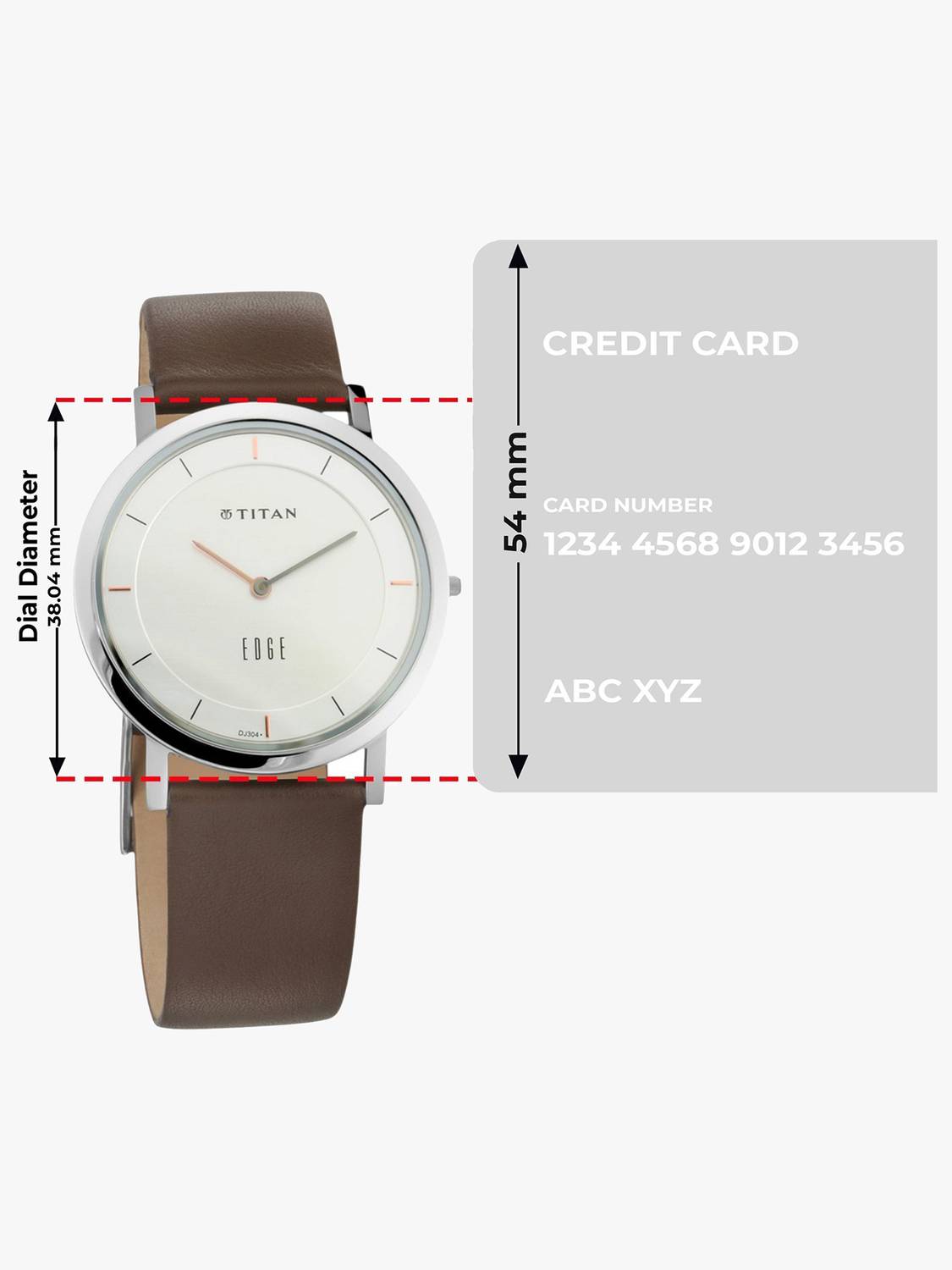 Titan Edge Quartz Silver Dial Brown Leather Strap Watch - Men - Image 4