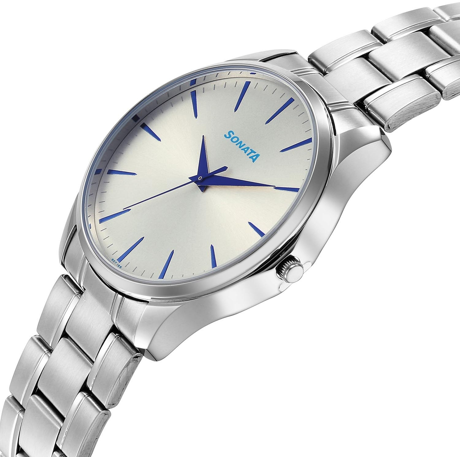 Image of SONATA Sonata Ease Sonata Ease Quartz Gray Dial Silver Metal Strap Analog Watch - For Men