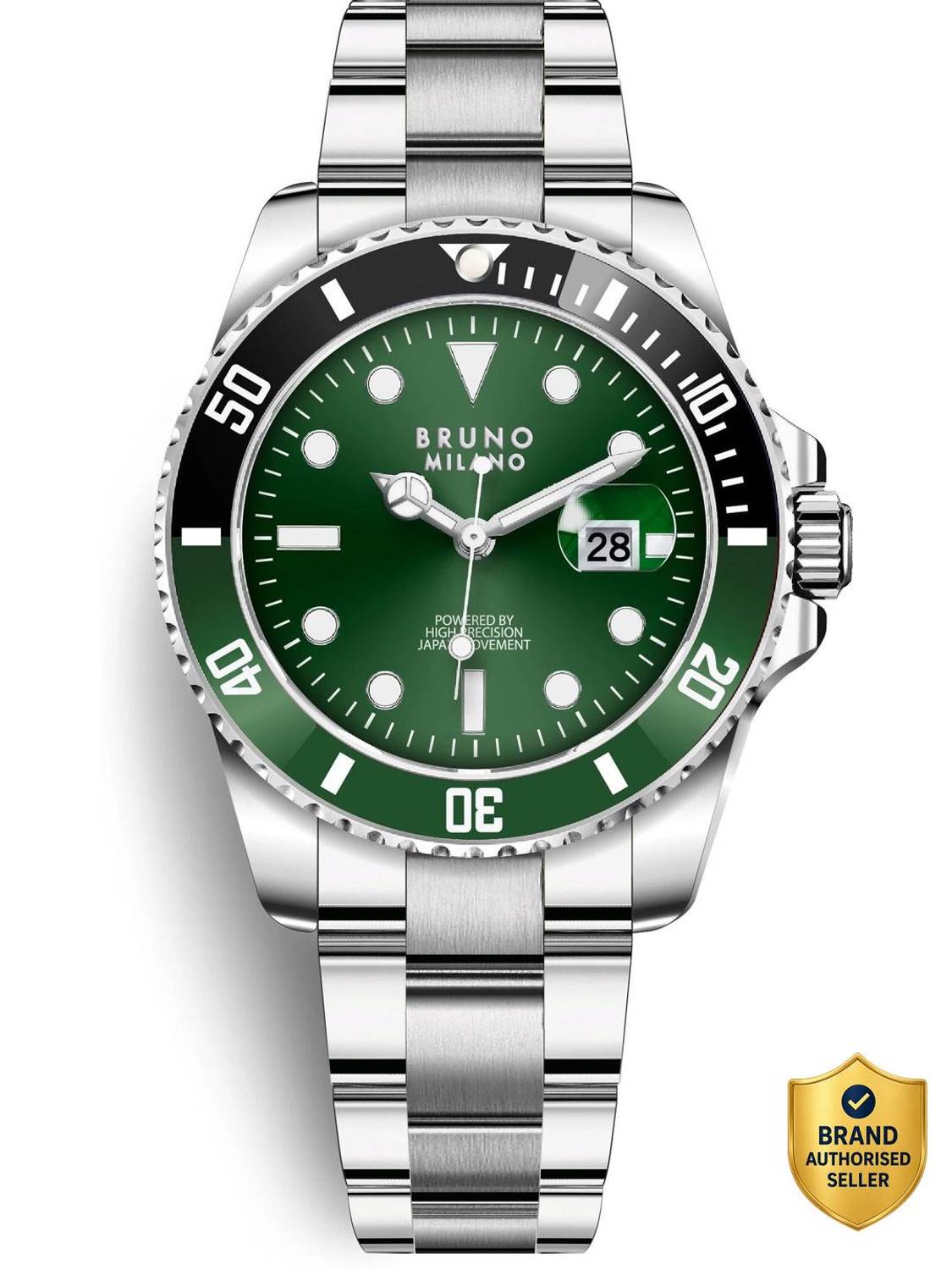 Bruno Milano Luxury Green Black Stainless Steel Analog Watch for Men - Image 1