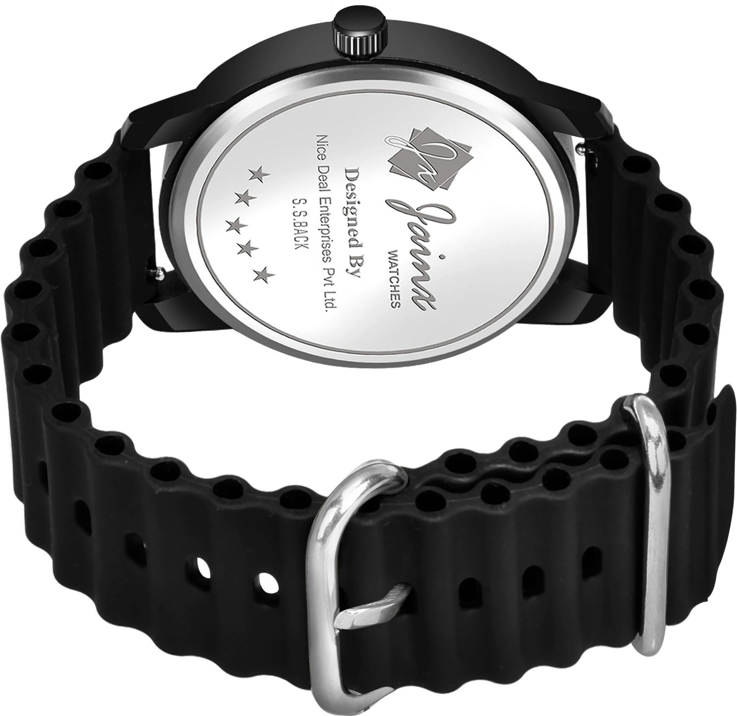Image of JAINX Black Day and Date Dial Silicone Band Analog Watch - For Men