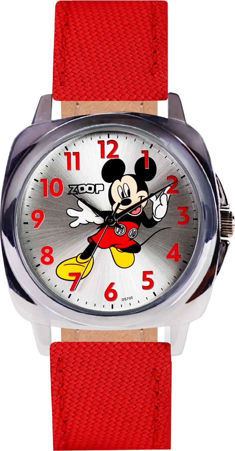 Image of Zoop From Titan Mickey & Donald Zoop Disney Mickey Mouse Quartz Silver Dial & Red Strap Watch for Boys Kids / Analog Watch - For Boys