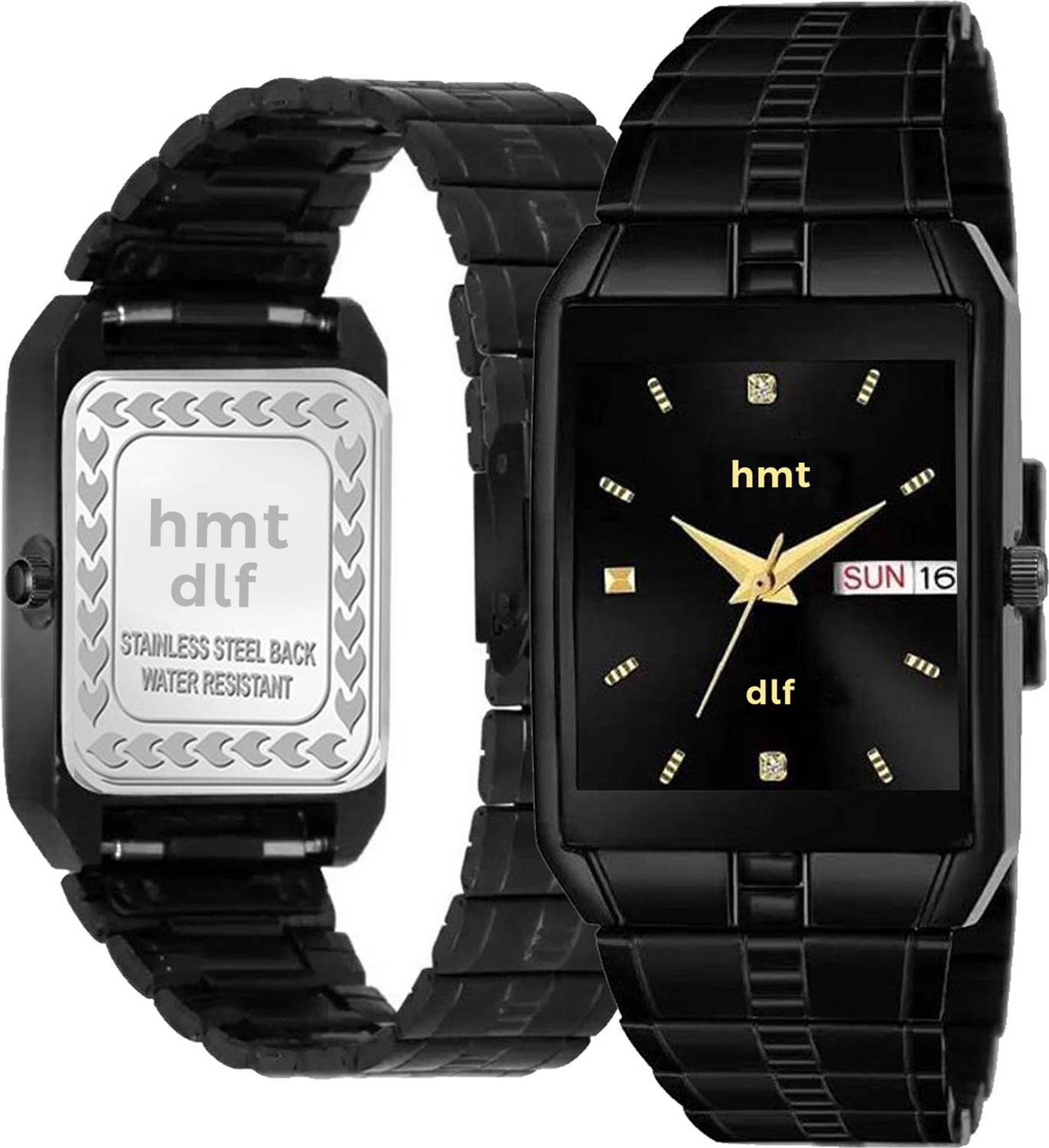 HMT DLF DLX-9151-BLACK Men's Black Quartz Watch - Image 4